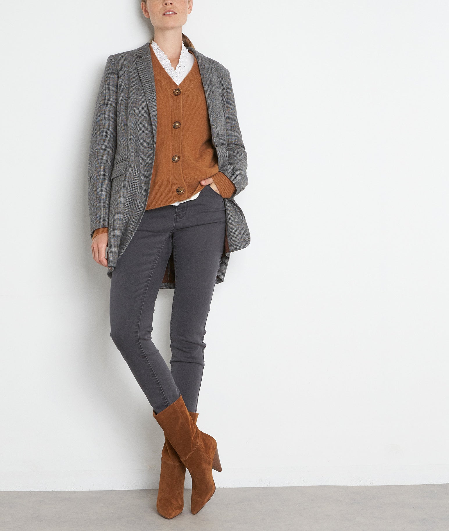 Blazer prince de galles anthracite Tamara Faume - seconde main