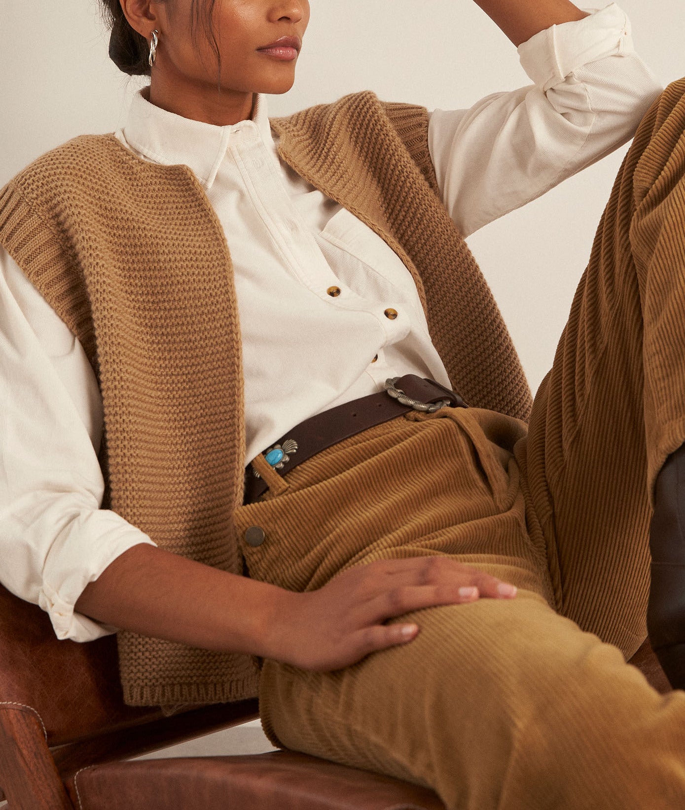 Chemise en velours écru Chiame Faume - seconde main