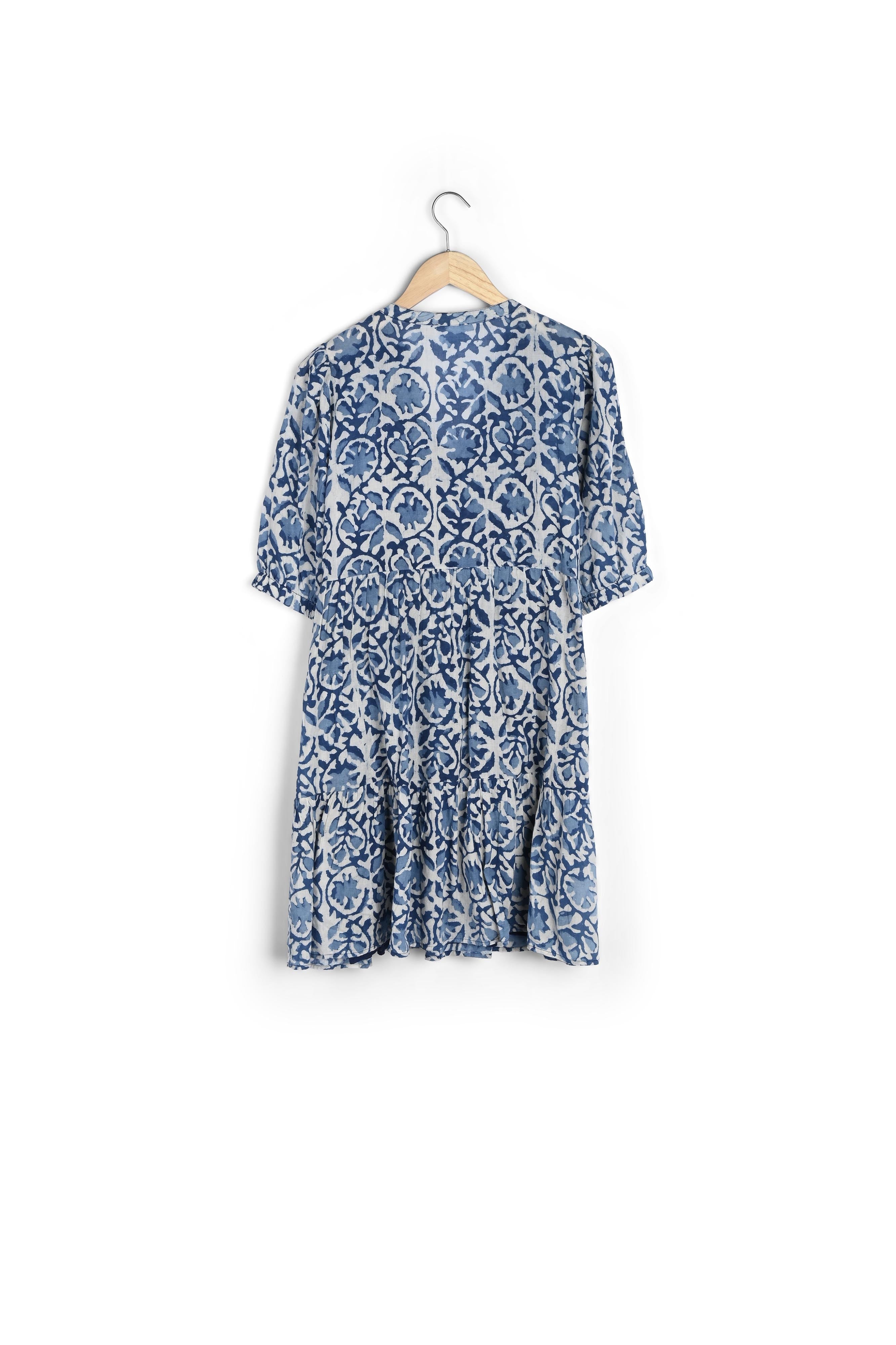 Robe courte imprimée bleue Madeleine Faume - seconde main