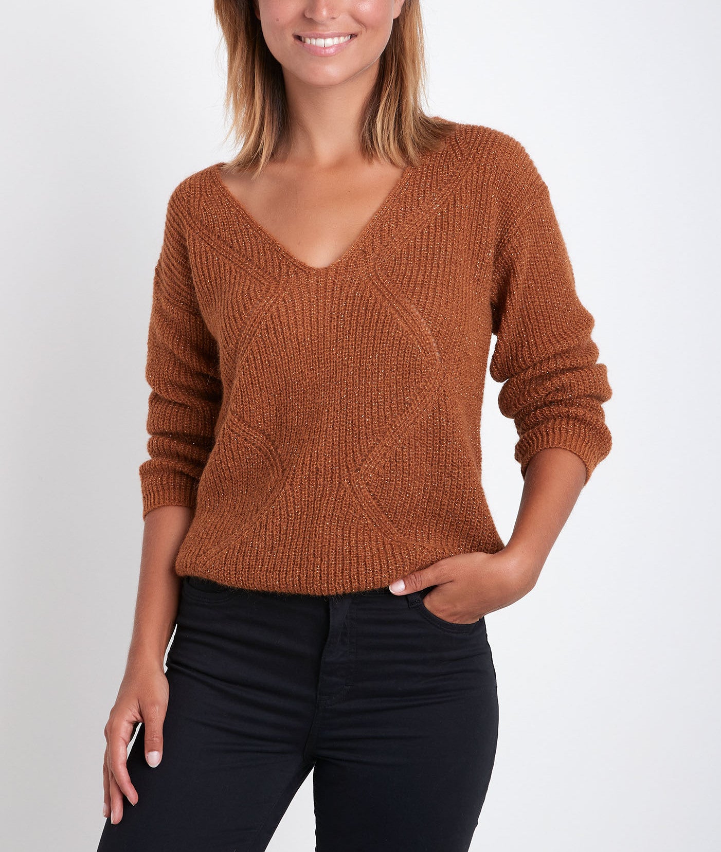 Pull en mohair mélangé tomette Ross Faume - seconde main