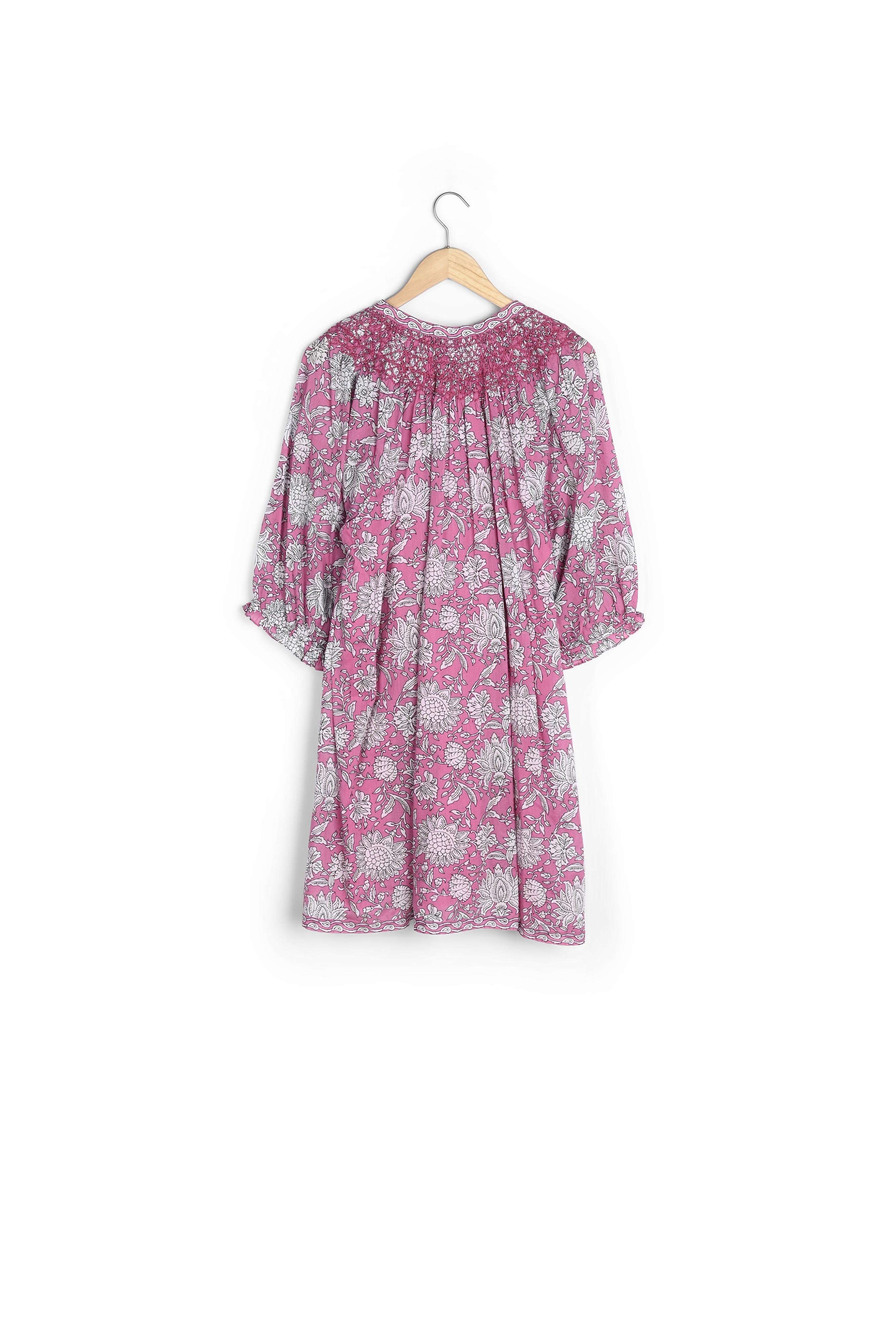 Robe courte imprimée en coton bio fuchsia Nibellule Faume - seconde main
