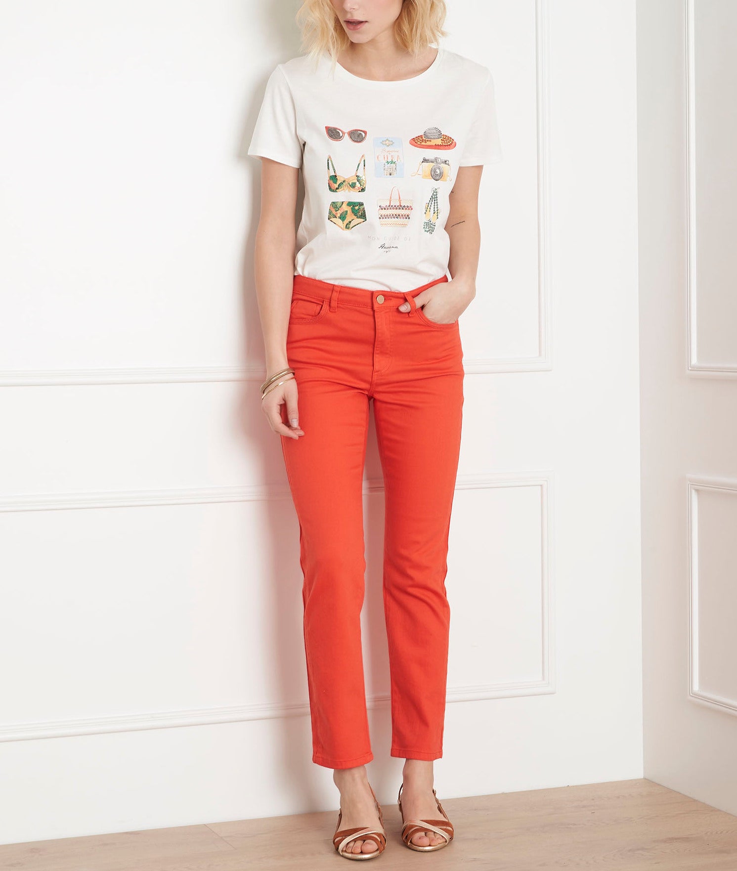 Jean corail droit tresse poche Opera Faume - seconde main