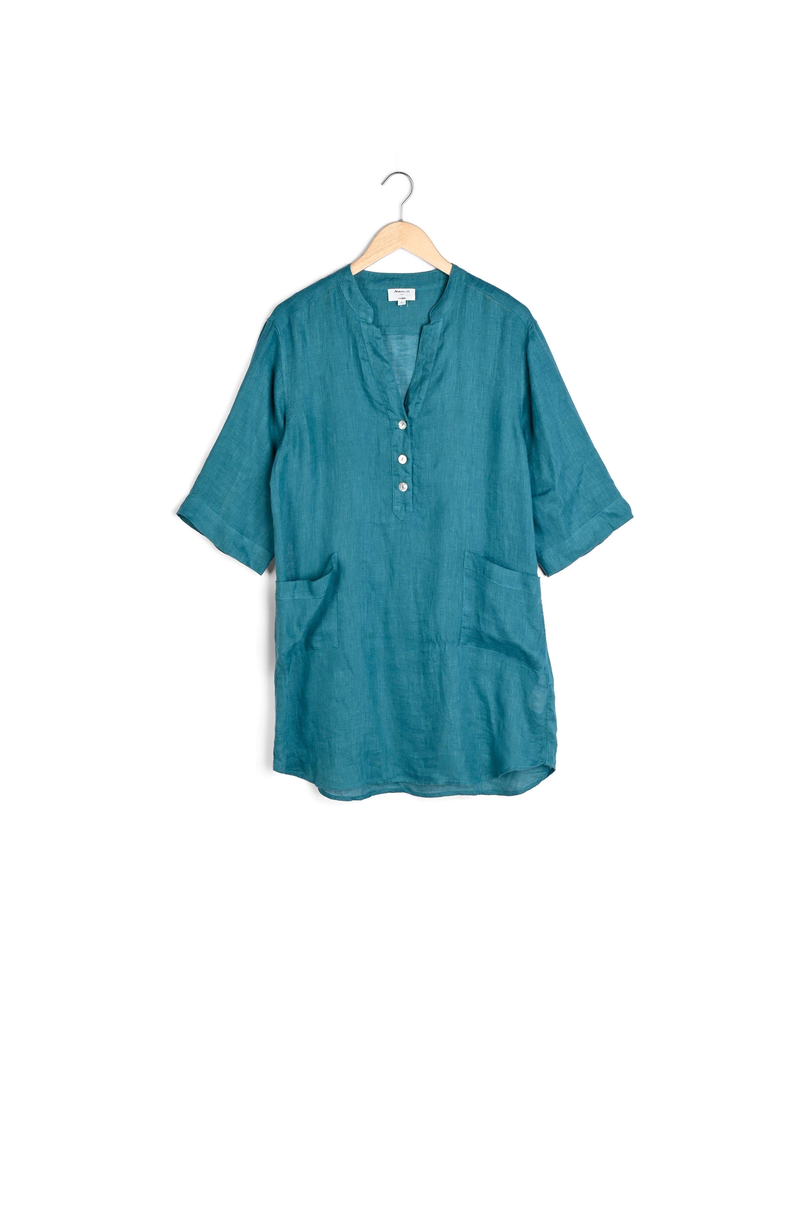 Robe courte liquette en lin turquoise Hannae Faume - seconde main