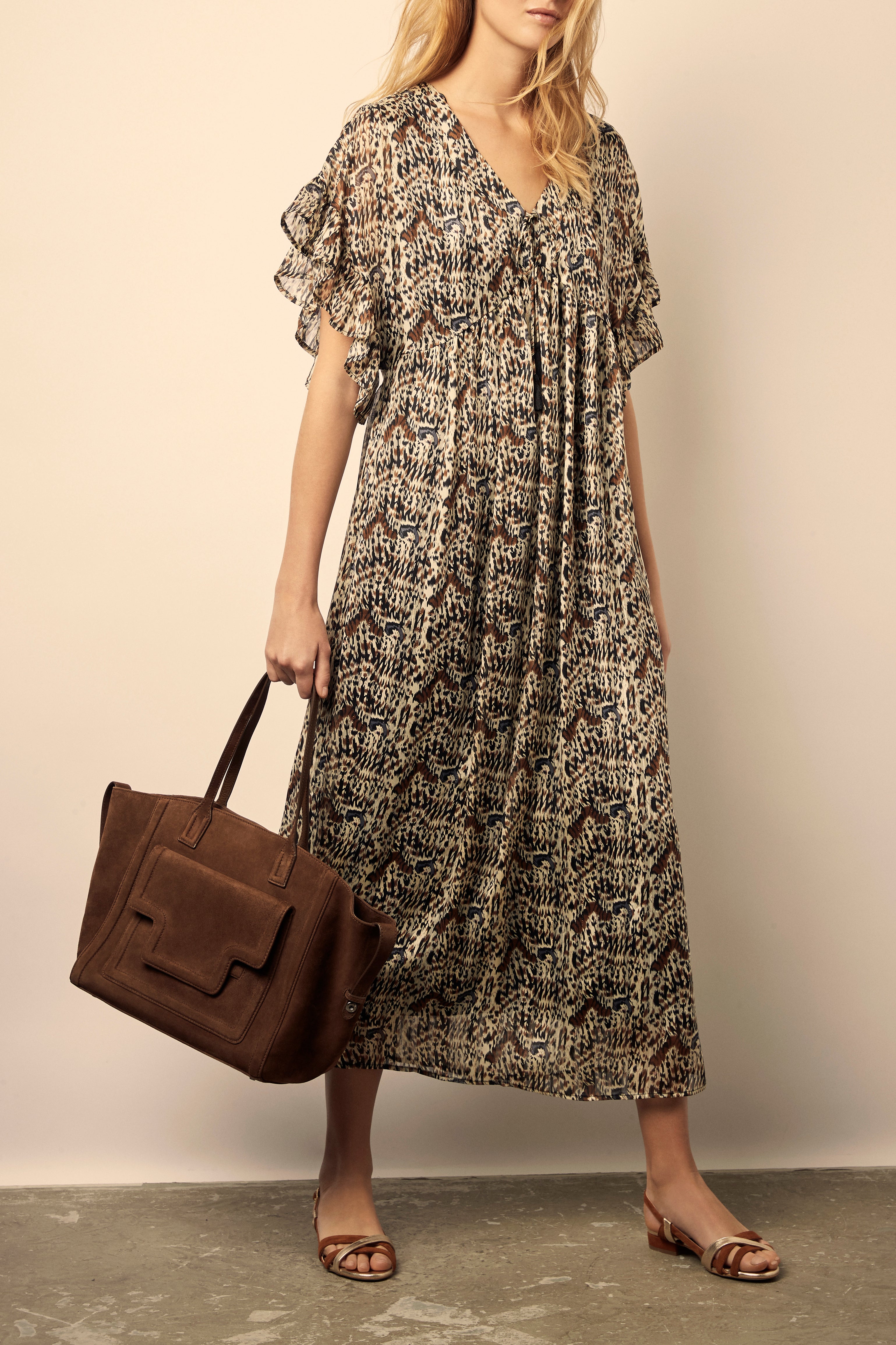 Robe noire imprimée longue Lavina Faume - seconde main