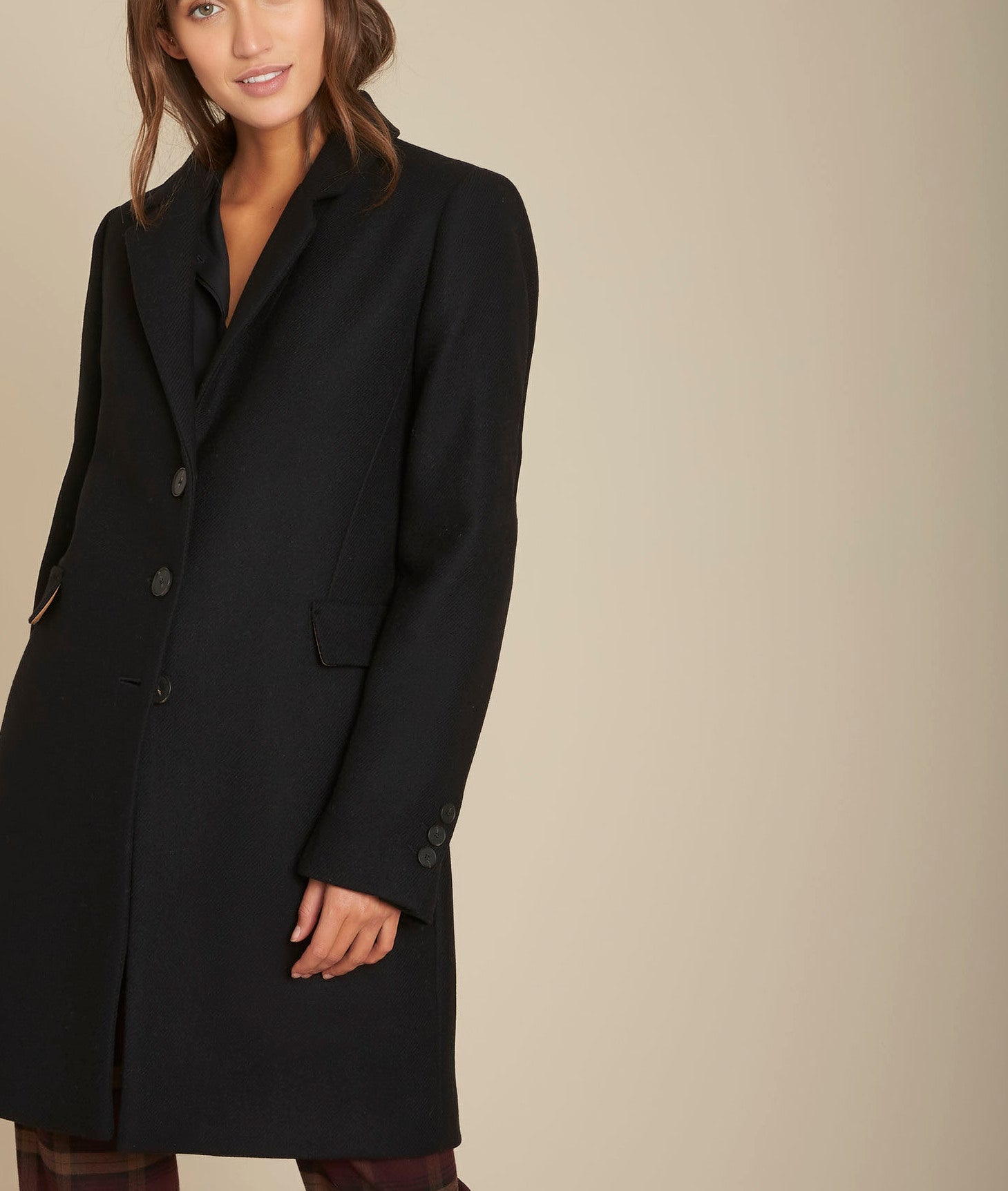 Manteau droit en laine noir Plume Faume - seconde main