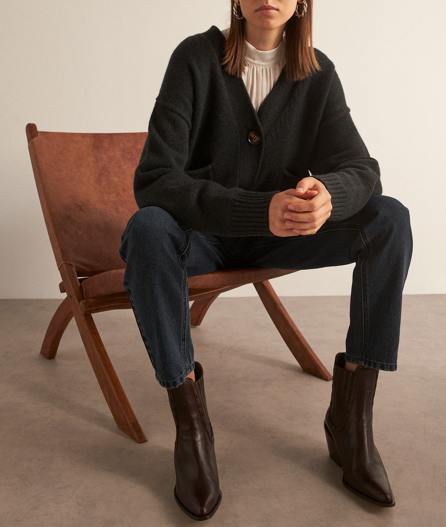 Cardigan en laine responsable et yack vert sapin Bella Faume - seconde main