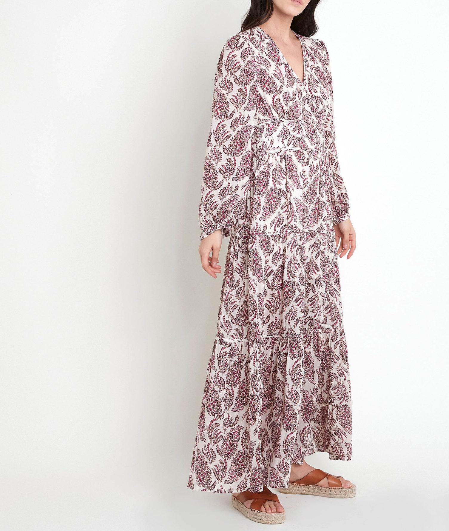 Robe longue rose imprimée Leonor Faume - seconde main