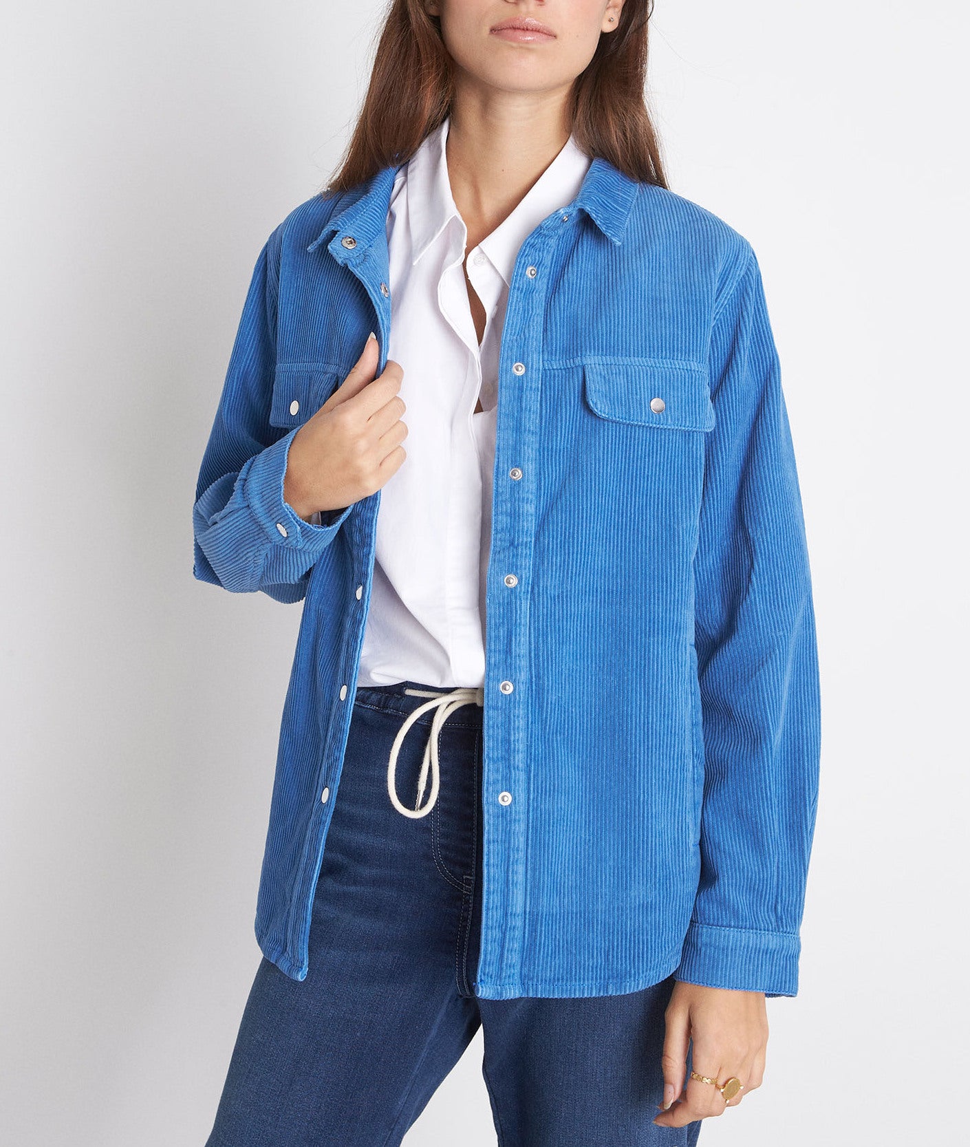 Surchemise en velours côtelé bleu électrique Fanilo Faume - seconde main