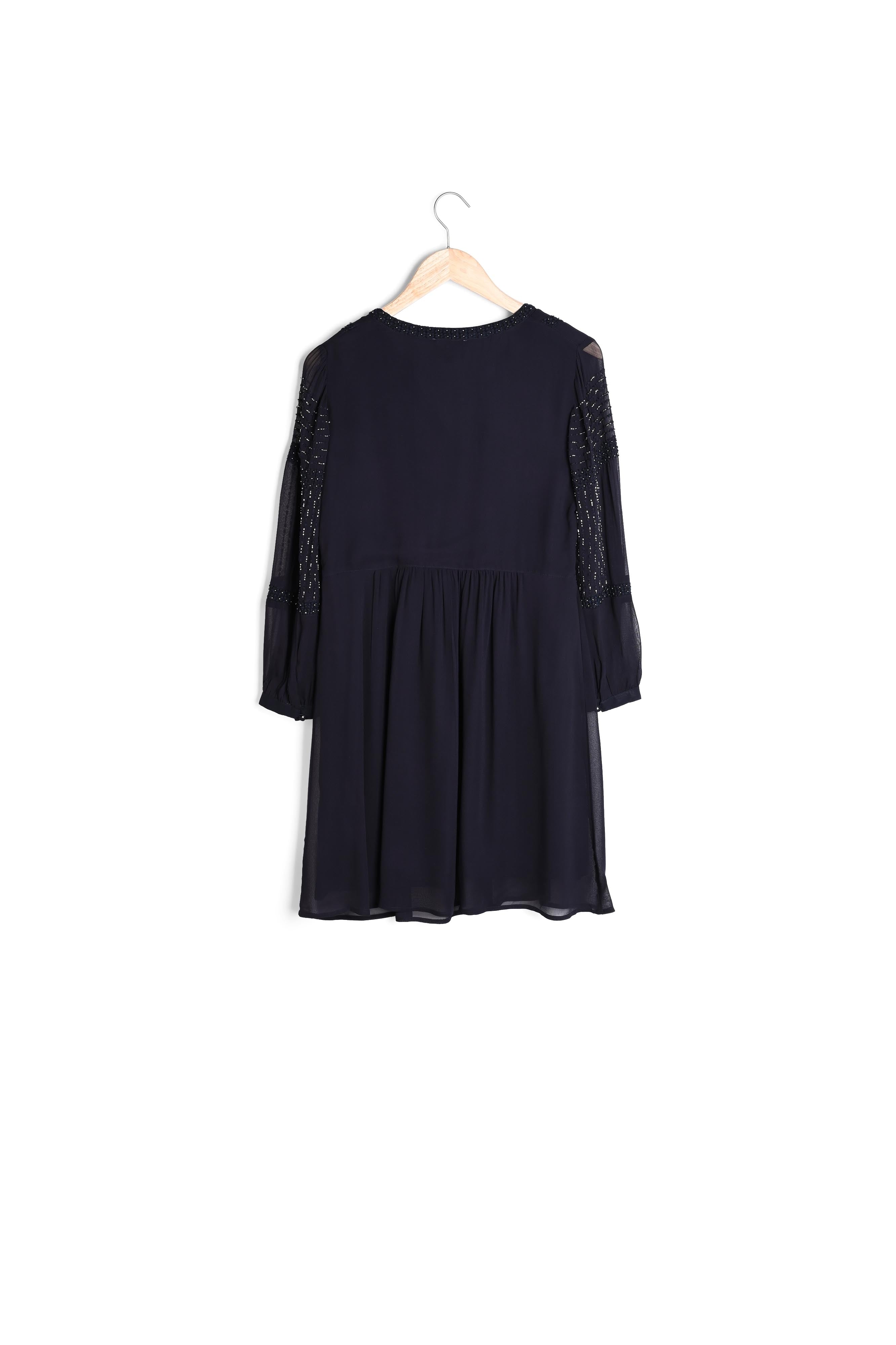 Robe courte perlée marine Nelly Faume - seconde main