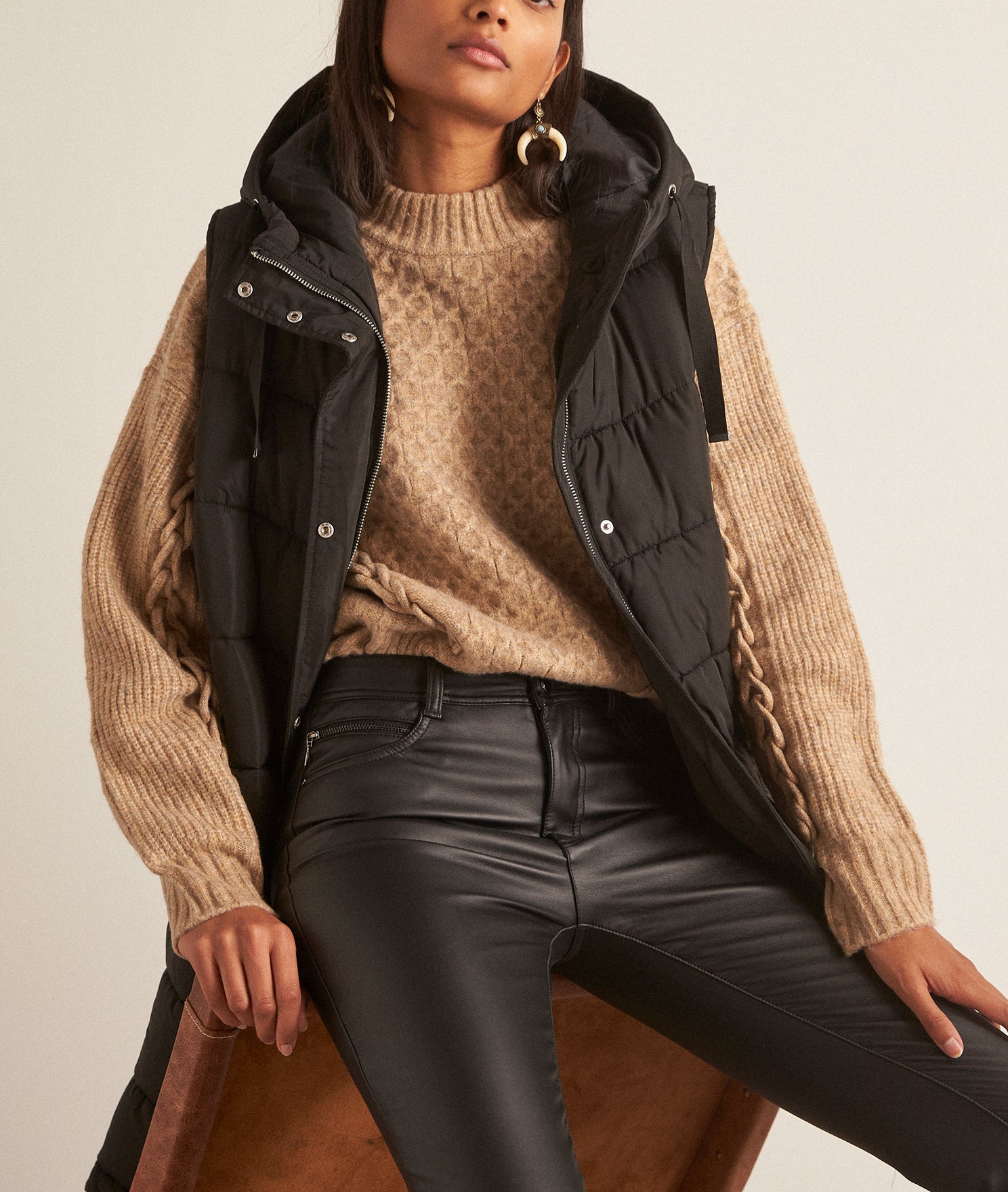 Pull en mailles torsadées beige Badya Faume - seconde main