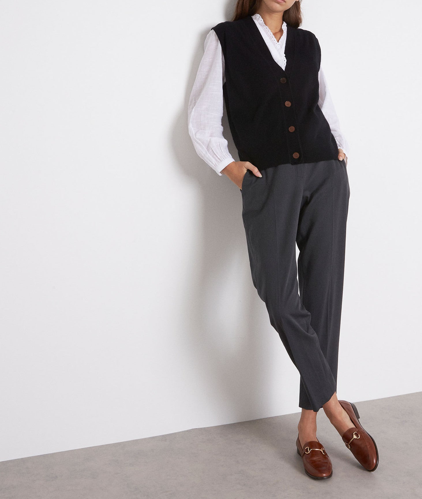 Chino 7/8ème en coton anthracite Suzanne Faume - seconde main