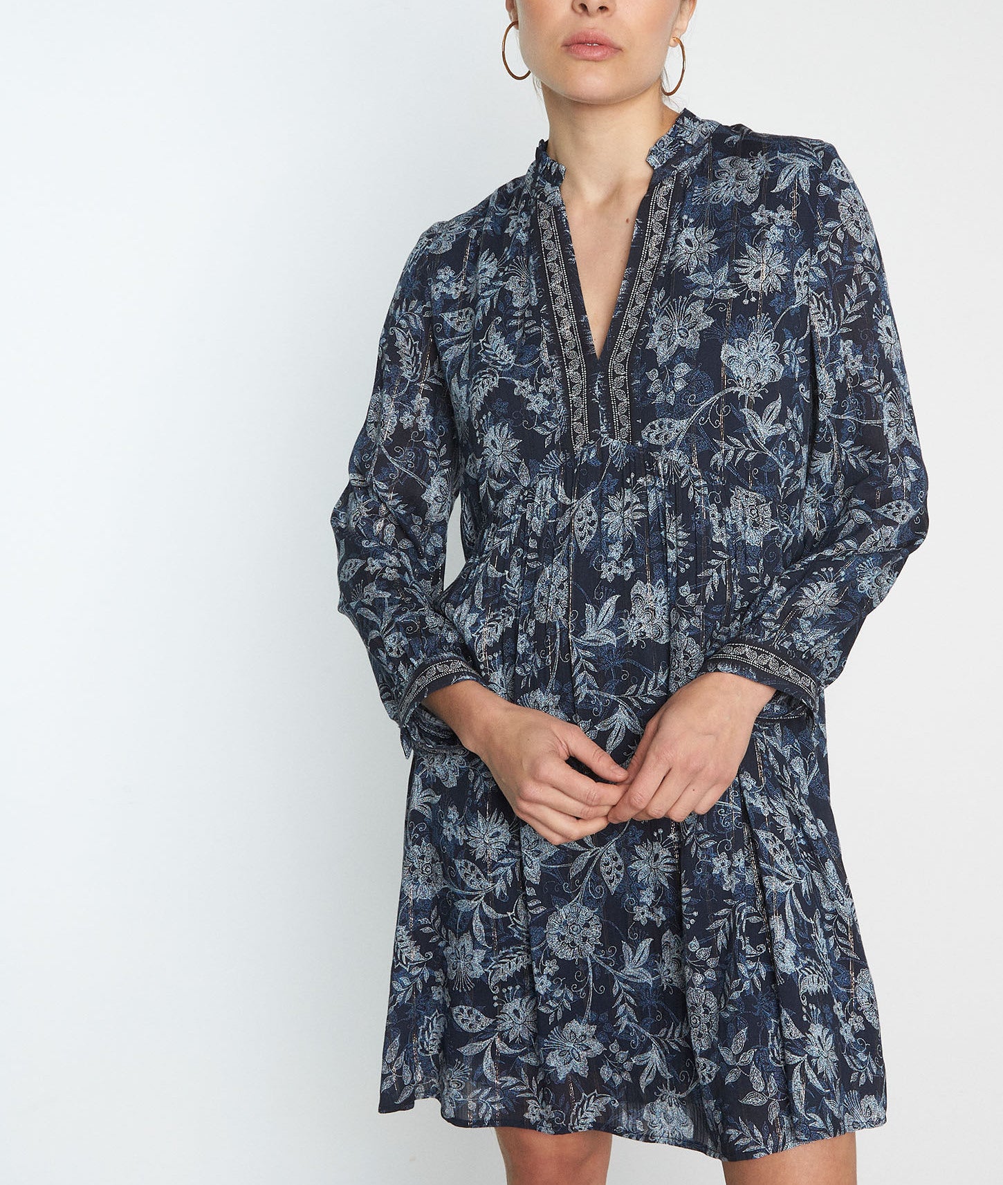 Robe courte imprimée bleu marine Lais Faume - seconde main