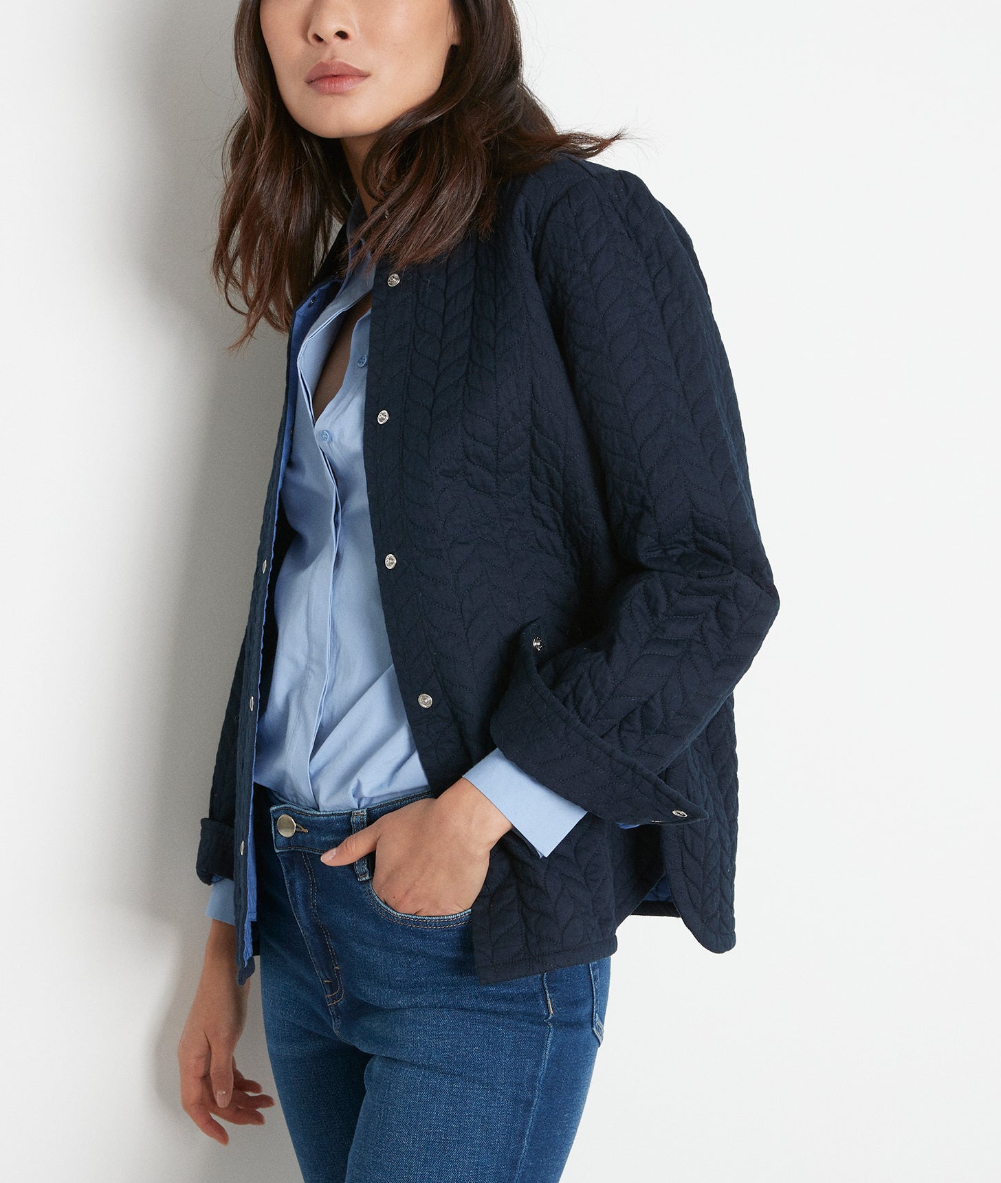 Veste en coton matelassé marine Fabiola Faume - seconde main