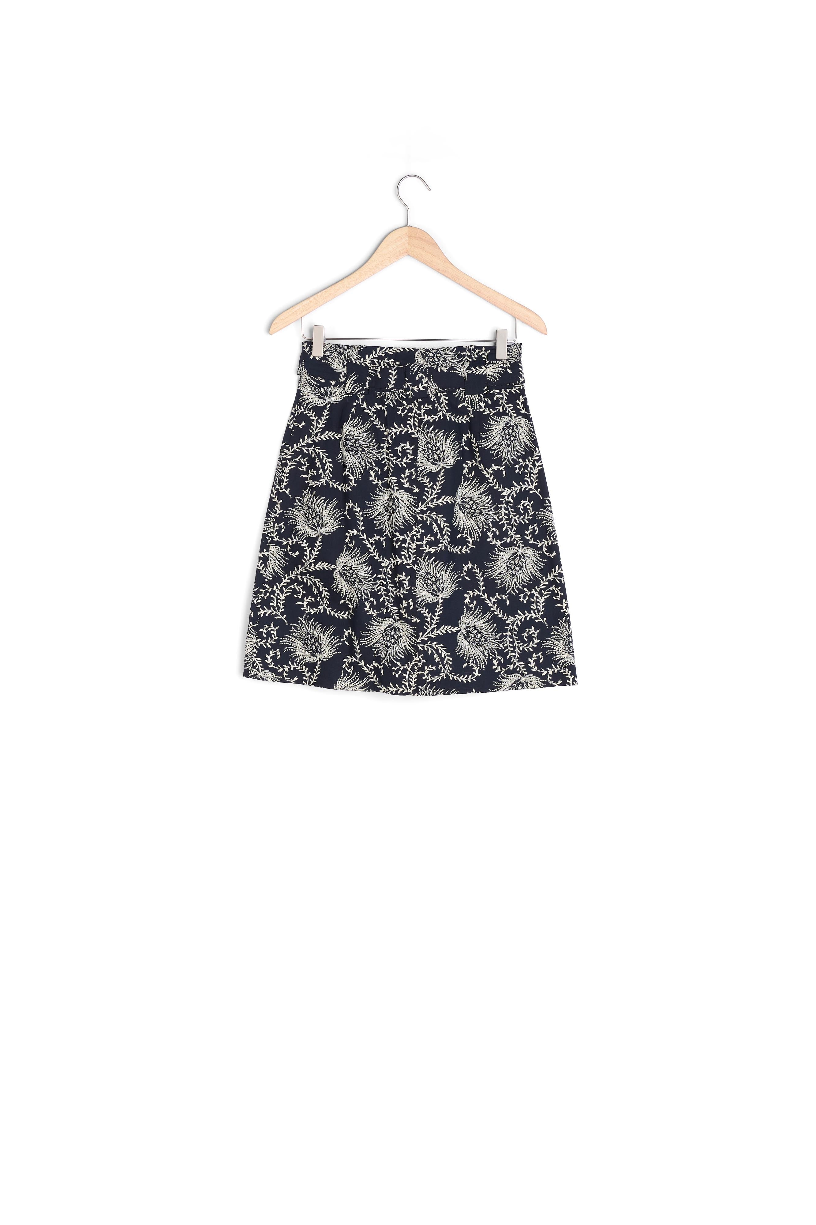 Jupe courte en coton imprimé noir et blanc Fiona Faume - seconde main