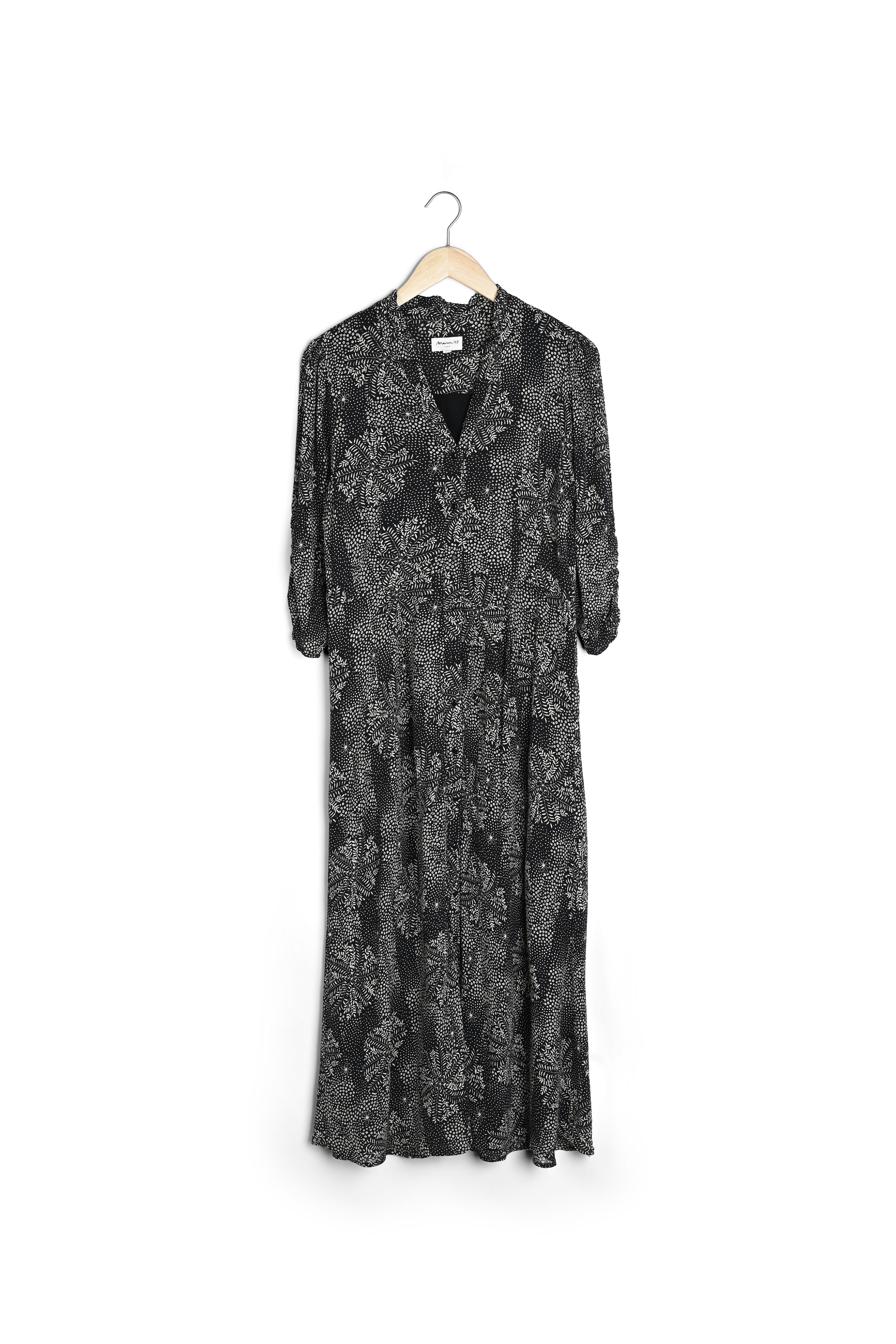 Robe longue noire imprimée Narice Faume - seconde main