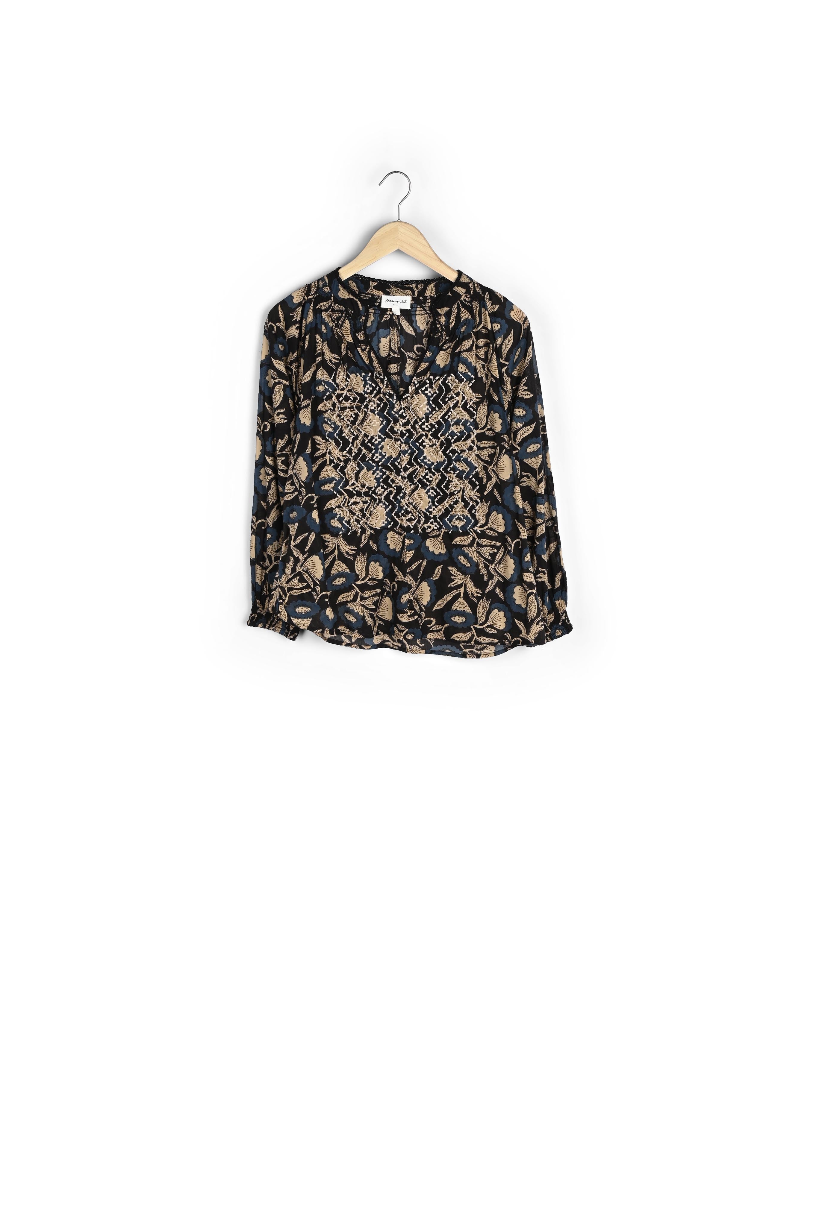 Blouse imprimée en coton noir Lou Faume - seconde main
