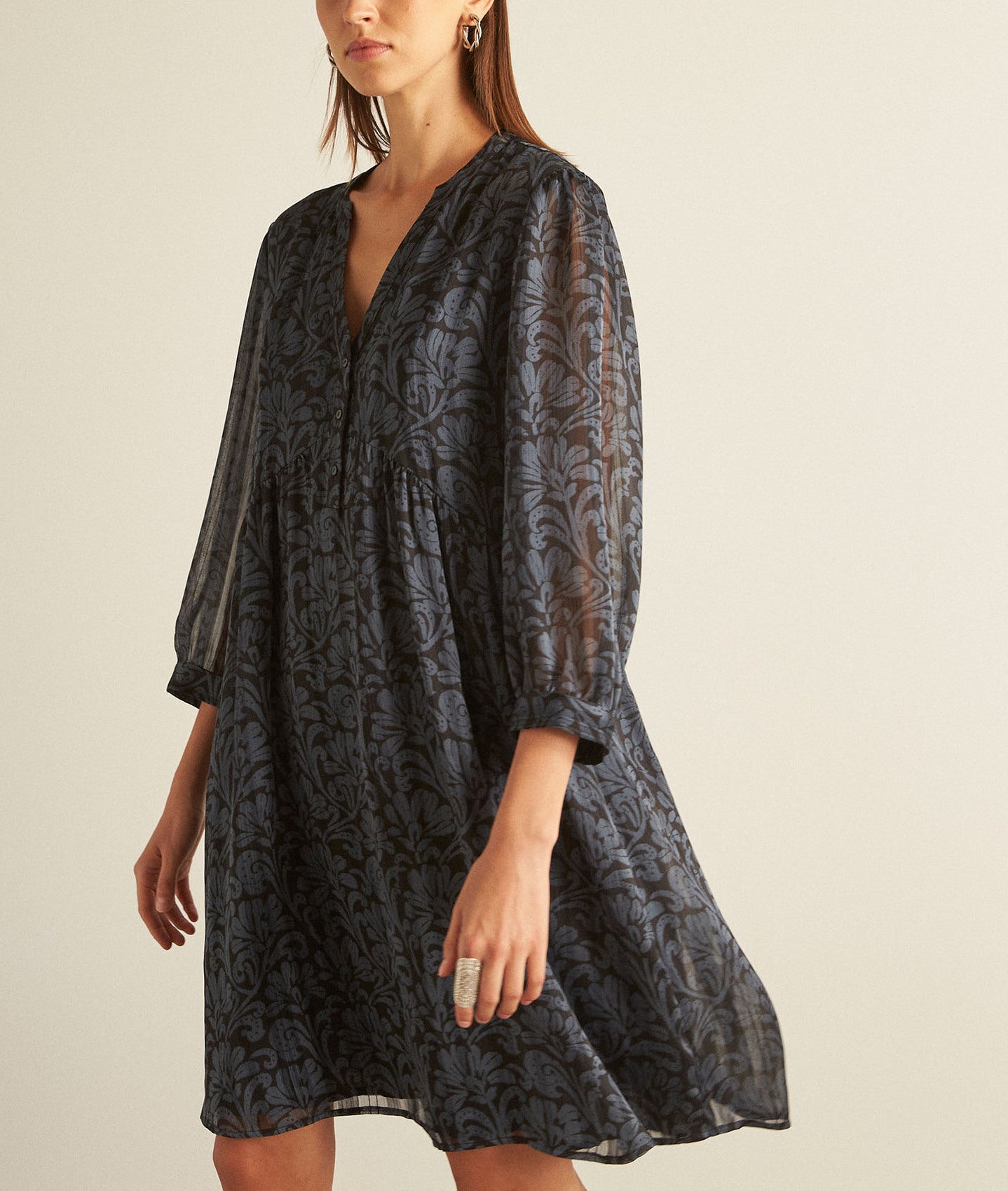 Robe courte imprimée bleue Calypso Faume - seconde main