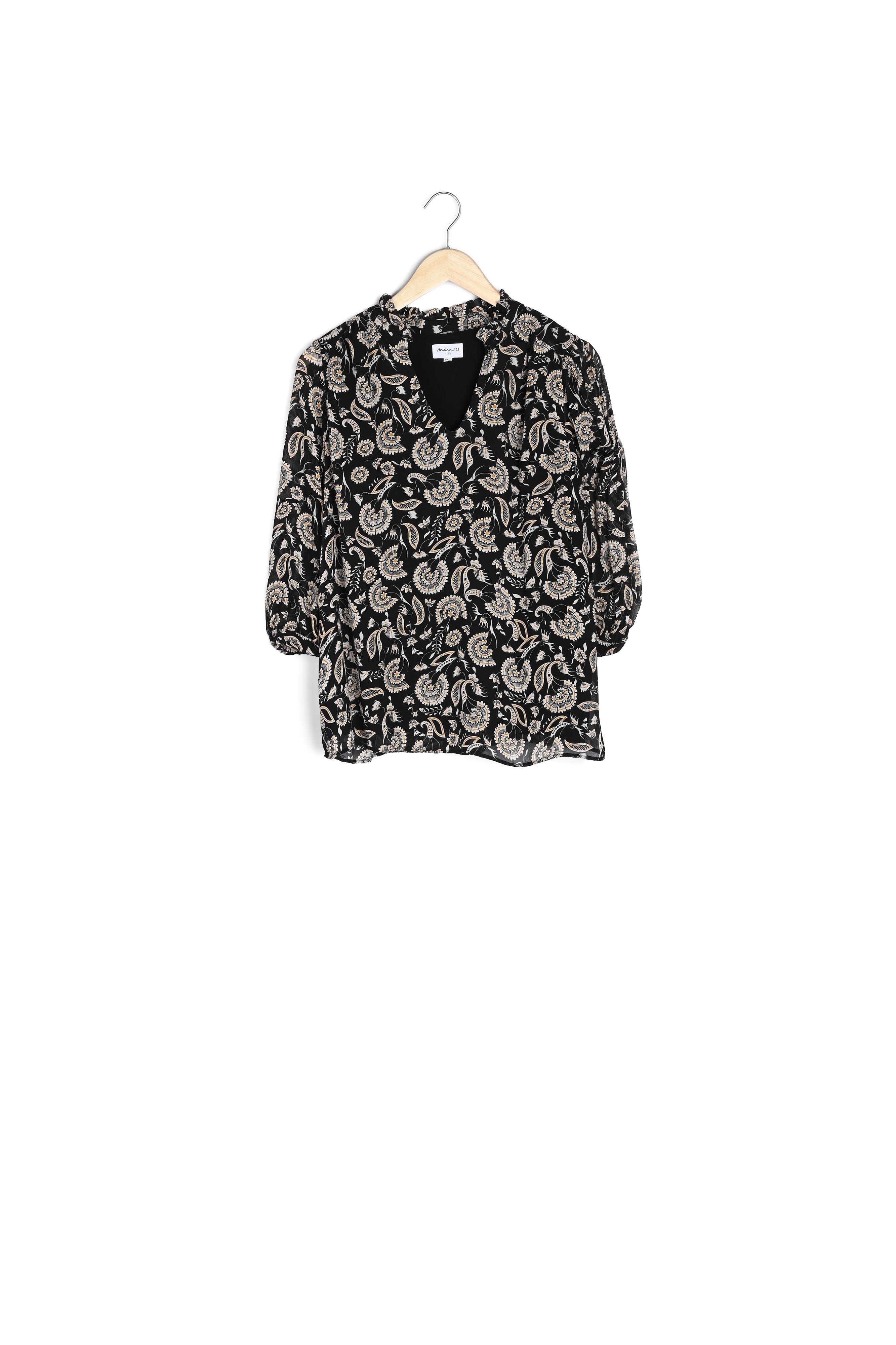 Blouse imprimée noire et blanche Leandra Faume - seconde main