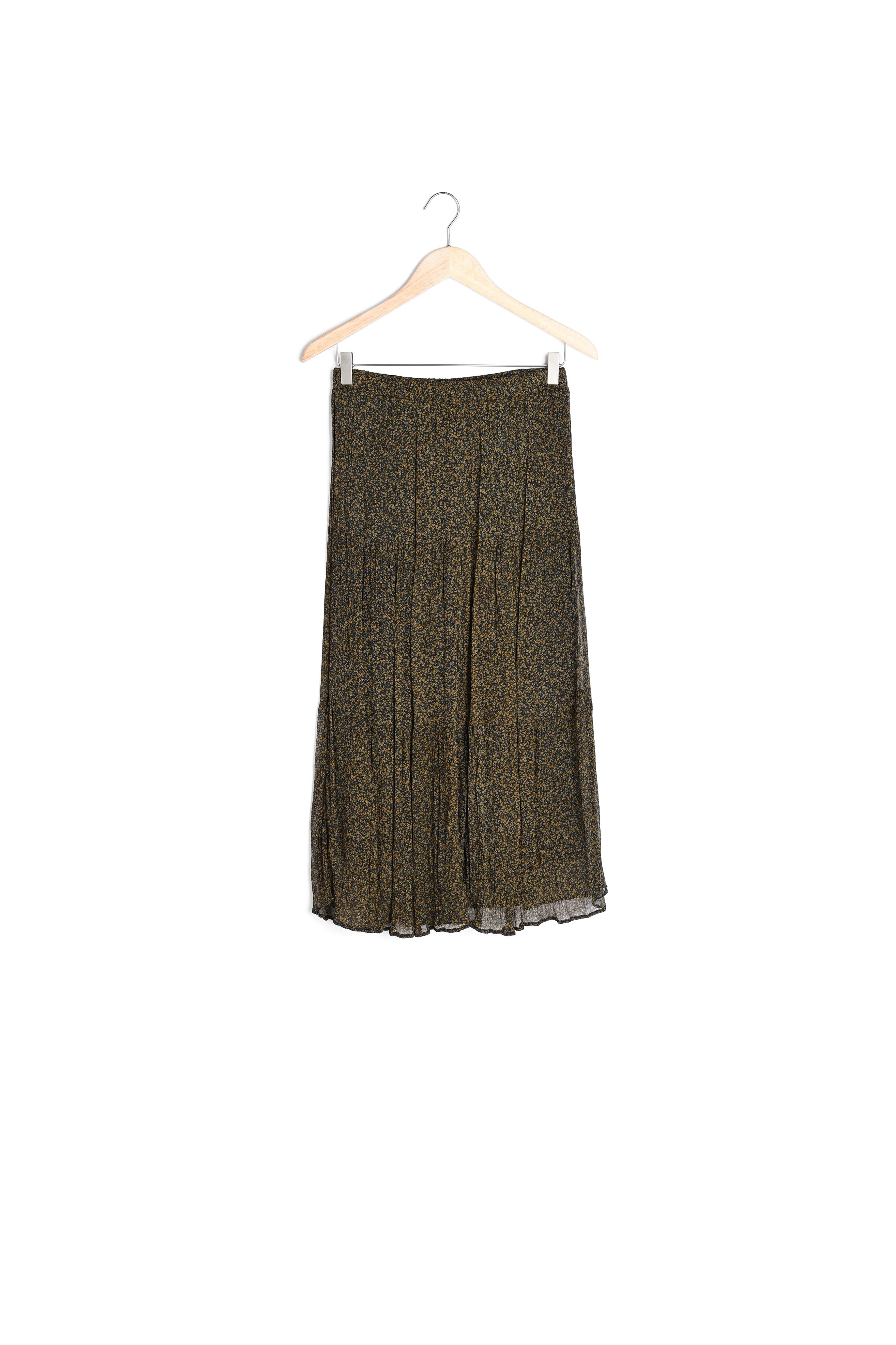 Jupe longue imprimée bronze et marine Ginko Faume - seconde main