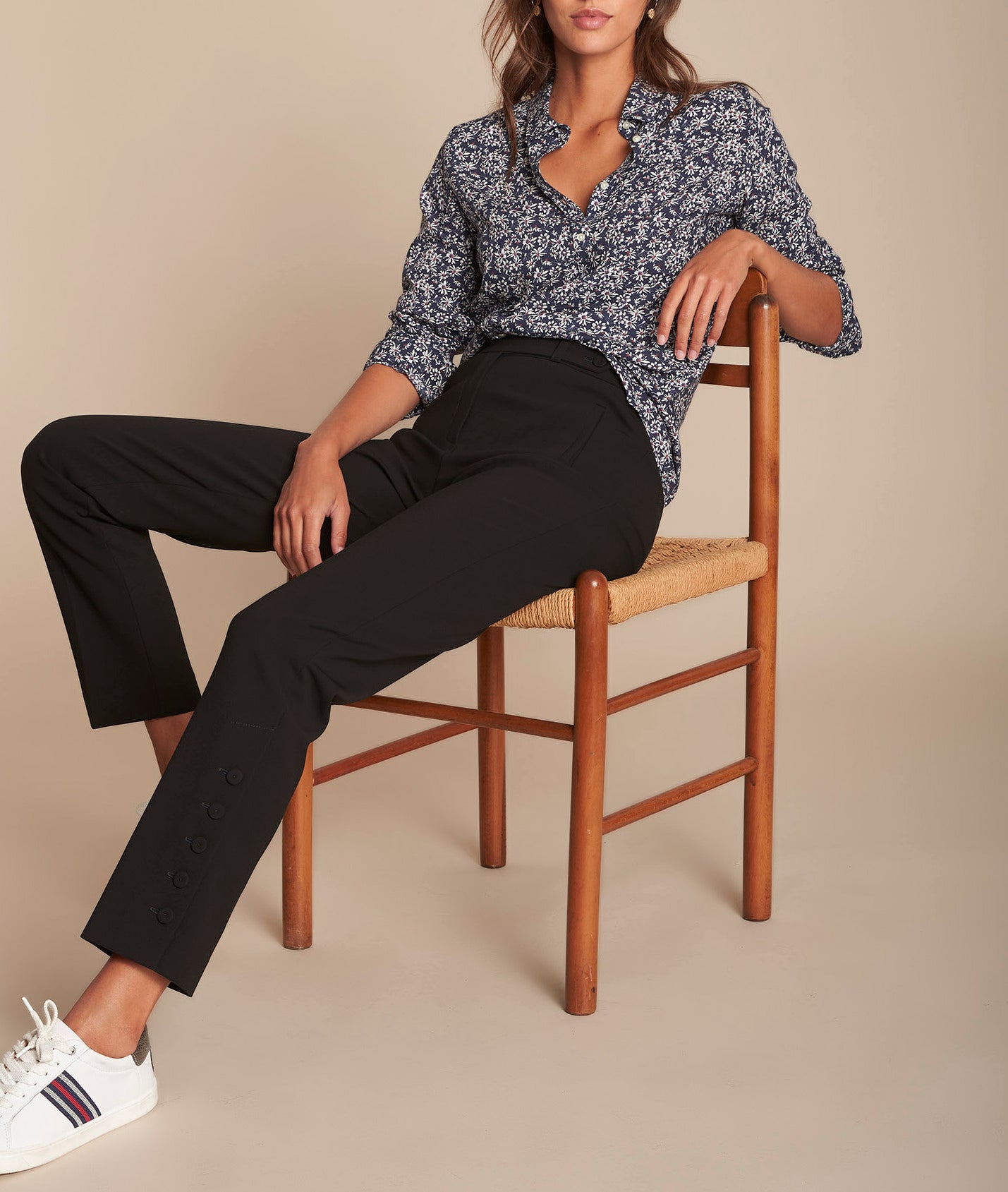 Pantalon noir cigarette en microfibre Ernesto Faume - seconde main