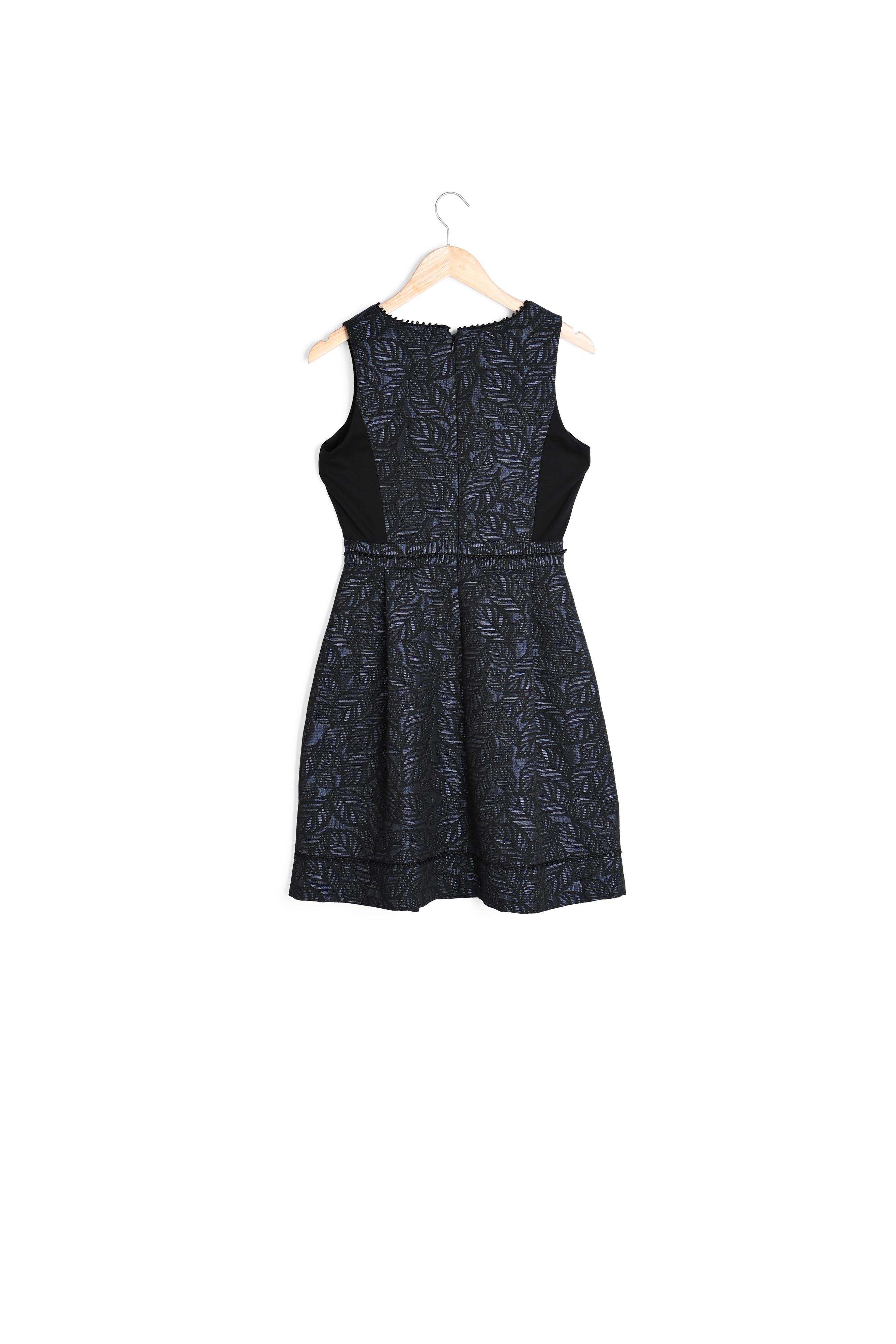 Robe marine corolle jacquard Romane Faume - seconde main