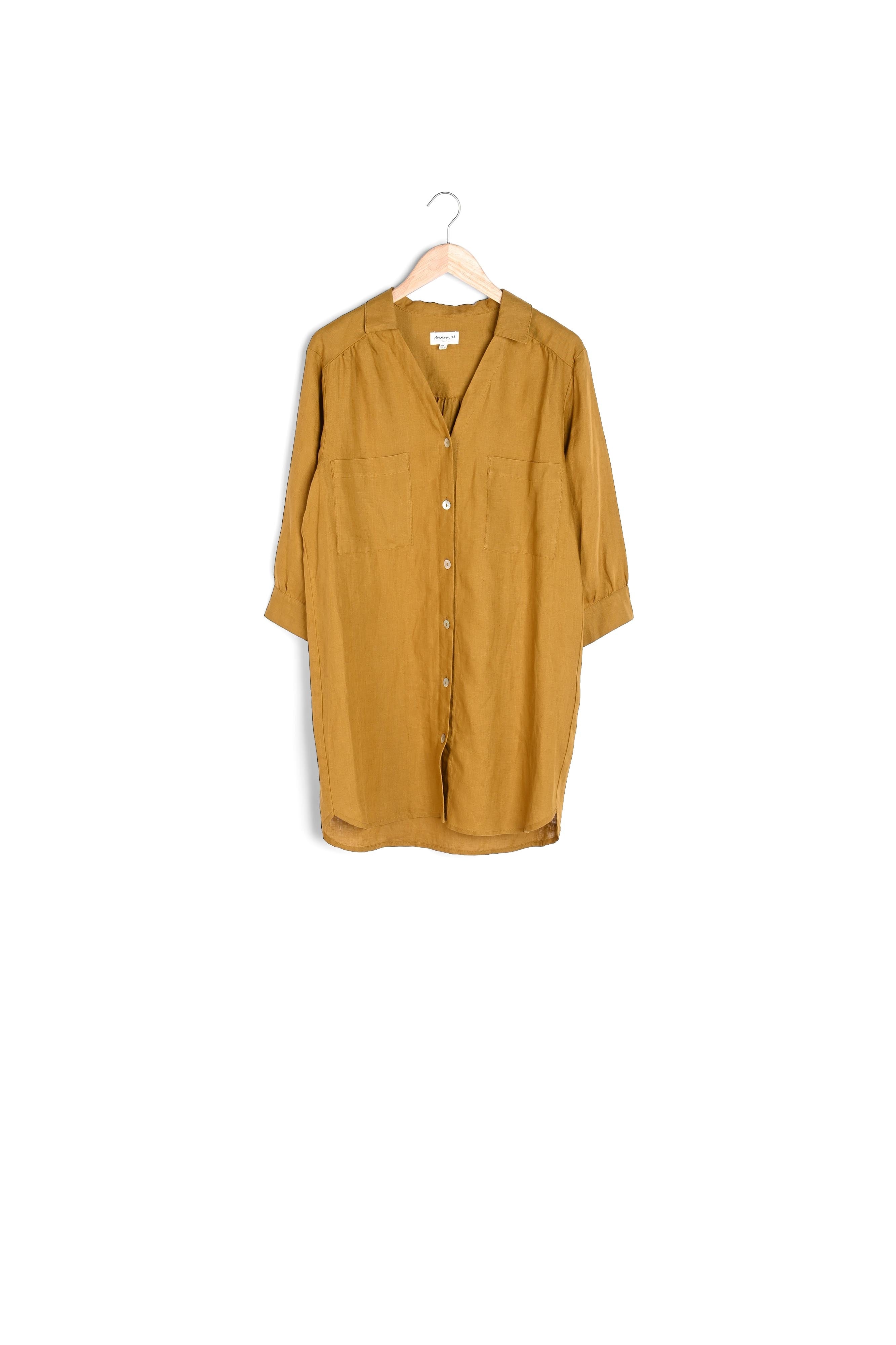 Robe courte en lin responsable olive Nicky Faume - seconde main