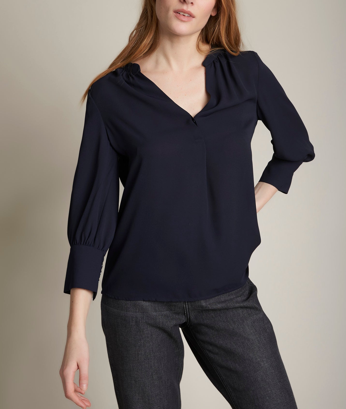 Blouse fluide marine Elisee Faume - seconde main
