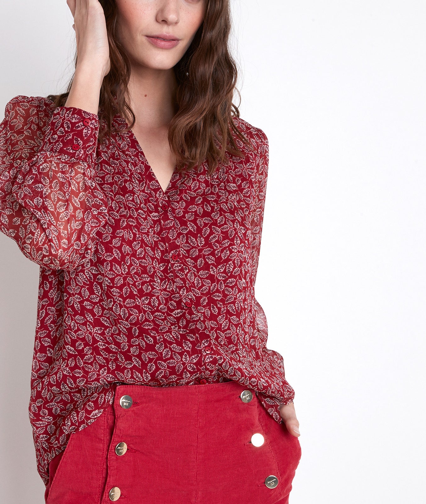 Blouse rouge imprimée Talou Faume - seconde main