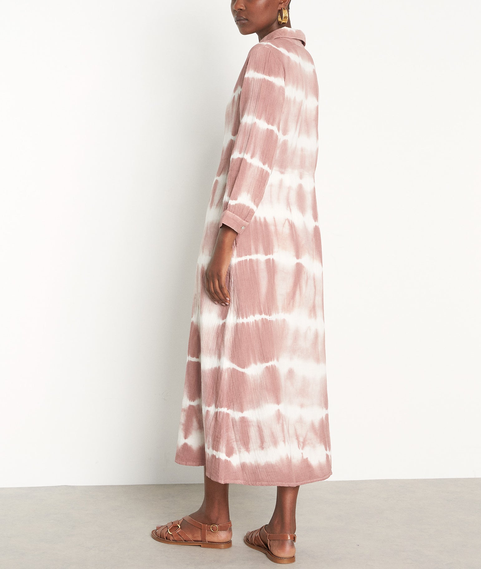 Robe longue tie and dye en coton poudre Laurice Faume - seconde main