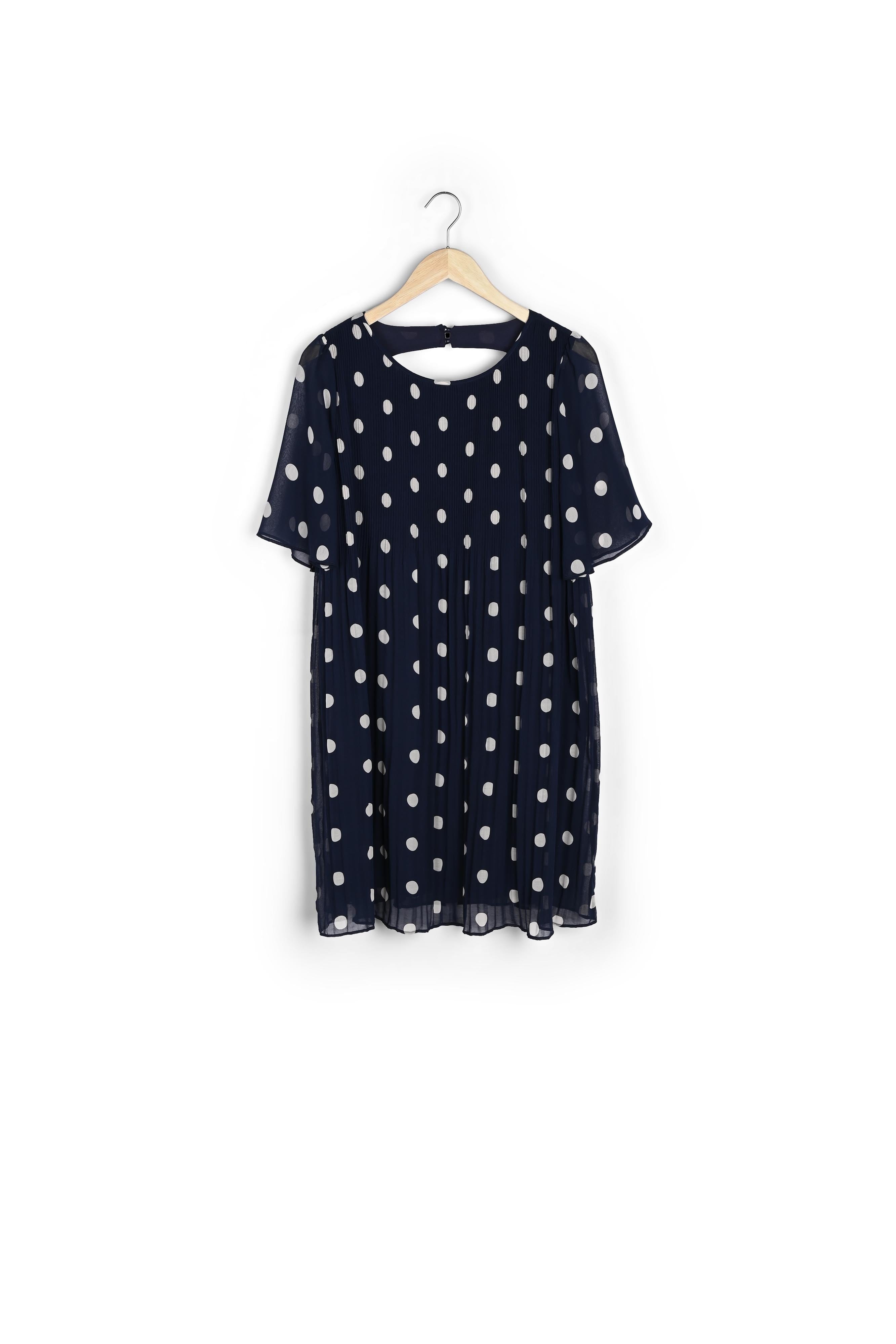 Robe plissée à pois bleue Coralia Faume - seconde main