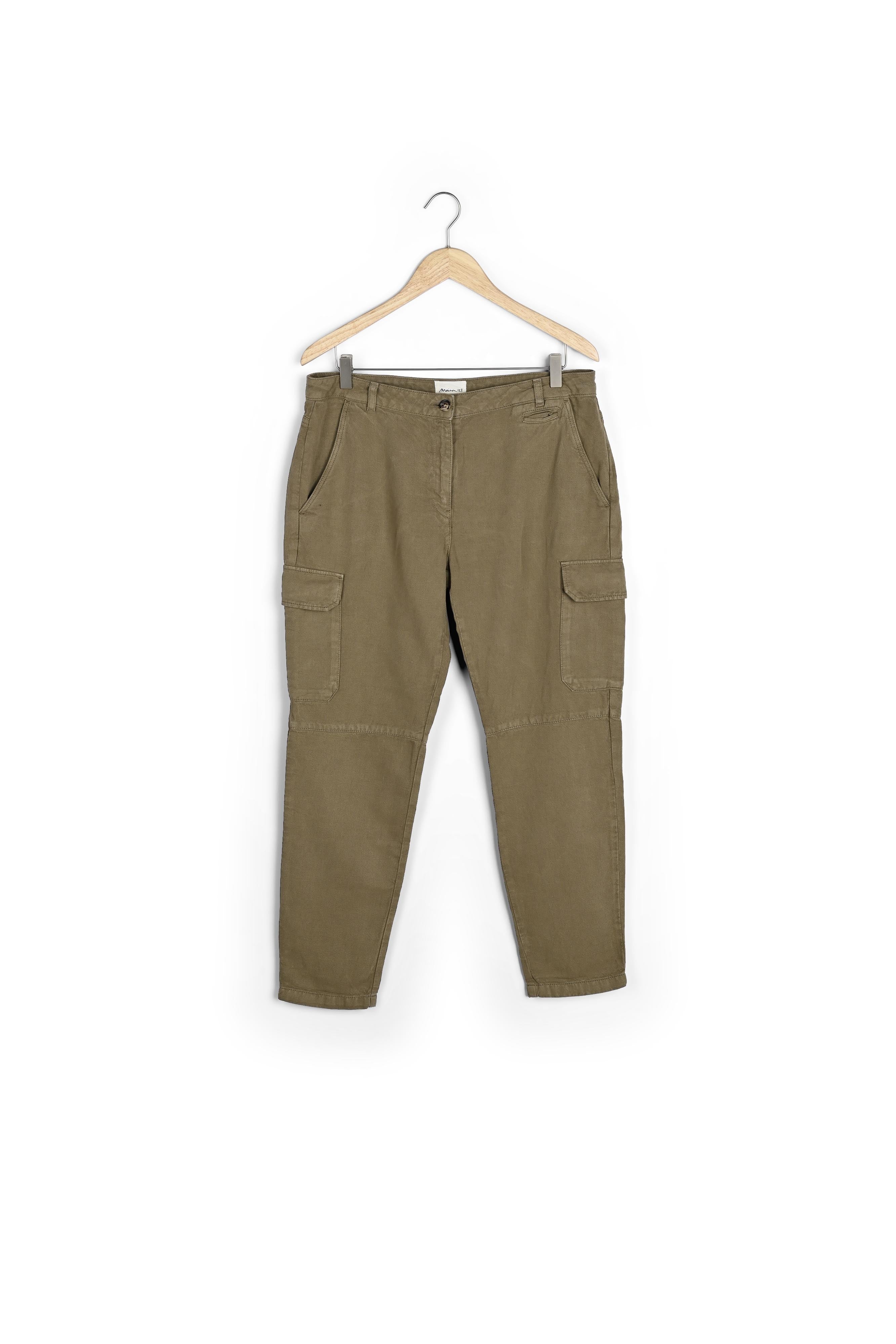 Pantalon cargo en coton et lin kaki Falou Faume - seconde main
