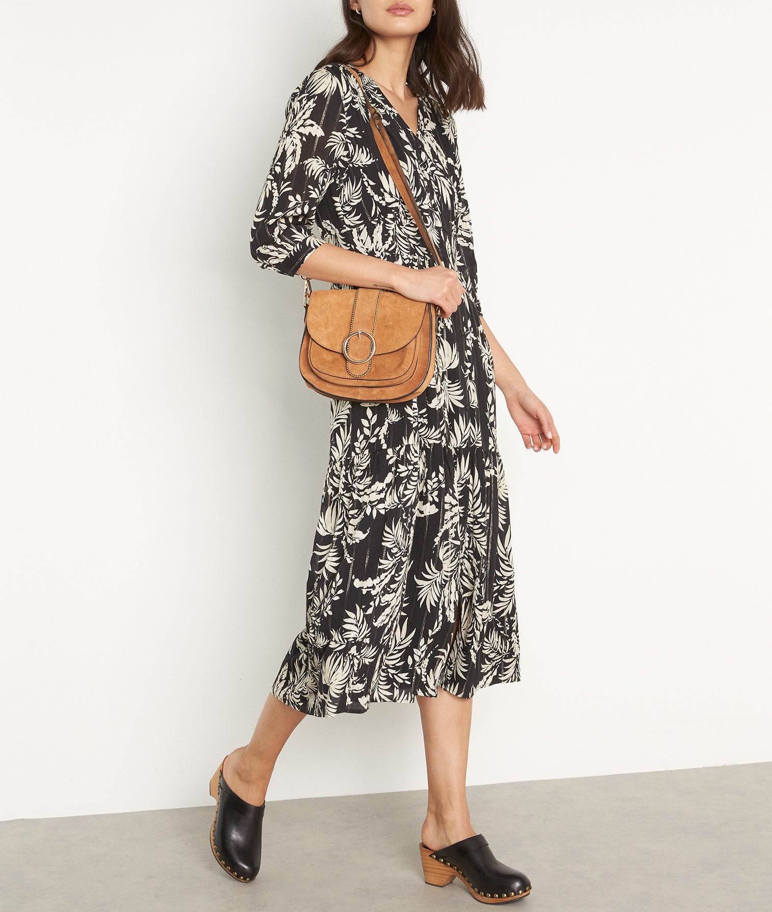 Robe longue imprimée noire Nais Faume - seconde main