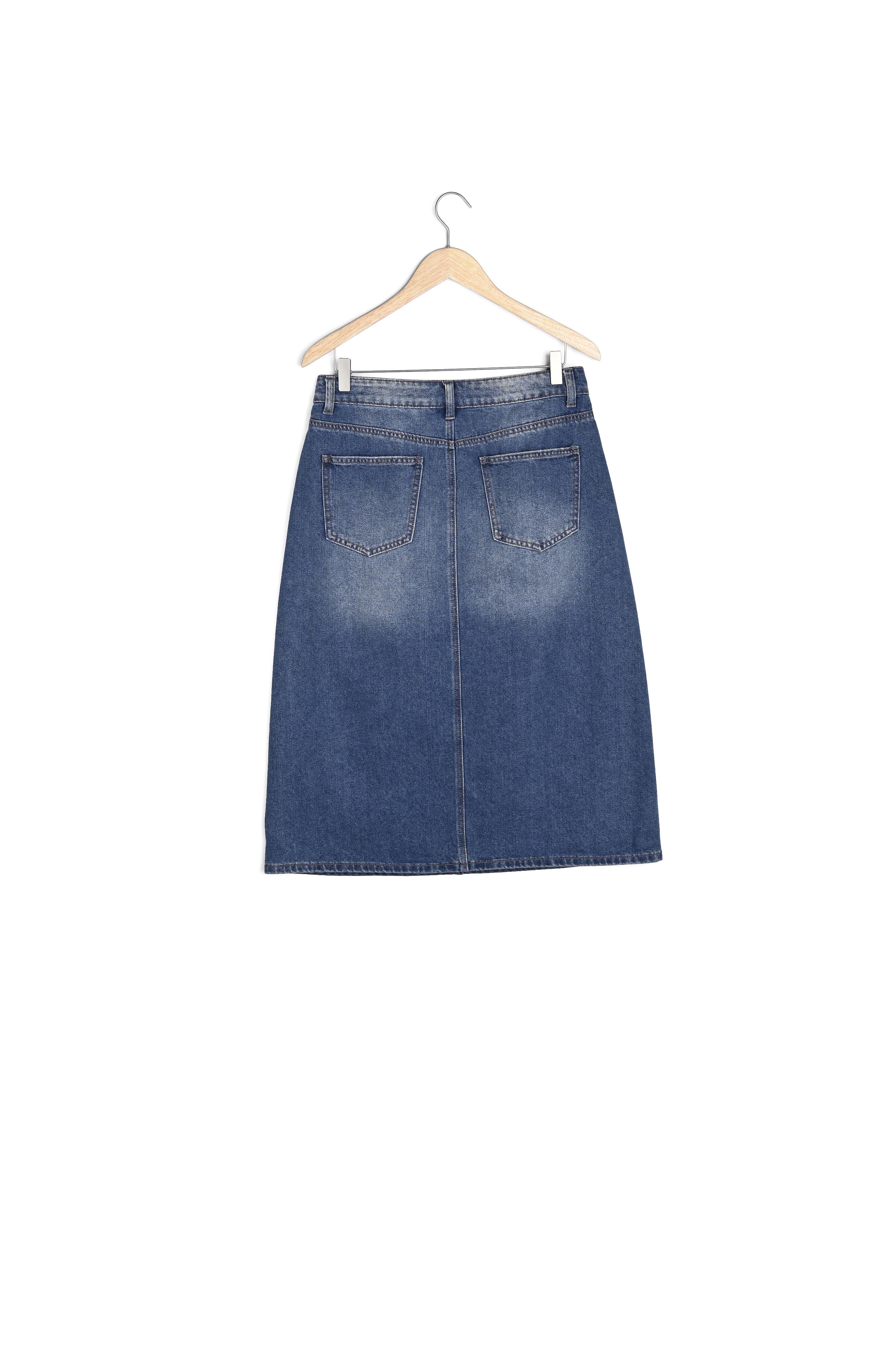 Jupe trapèze midi en denim délavé Dolores Faume - seconde main