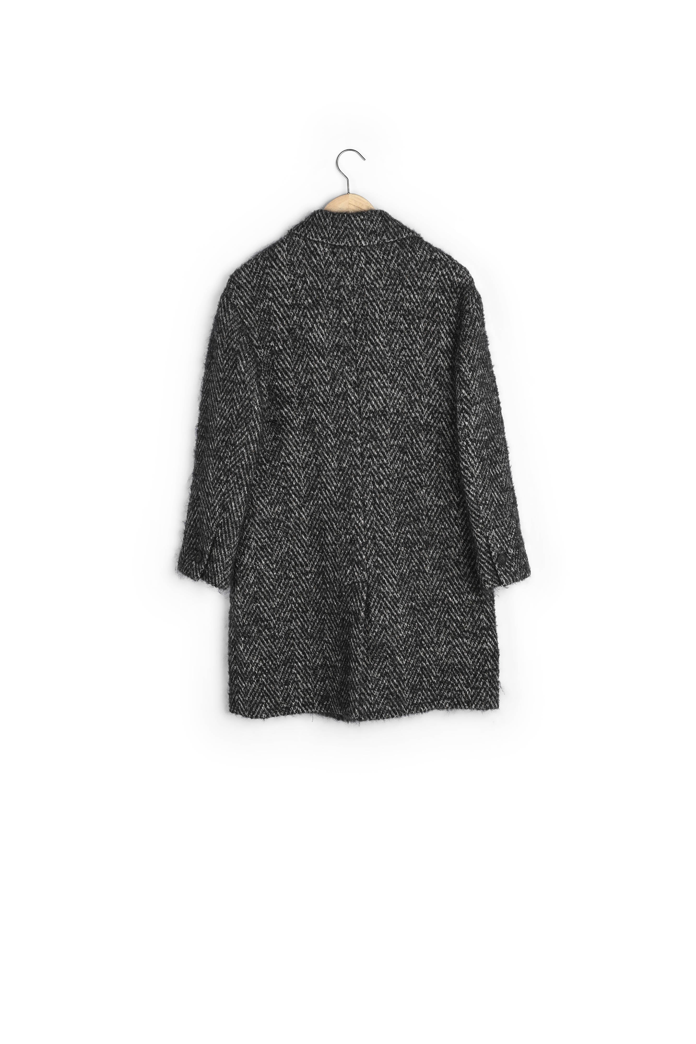 Manteau en laine à chevron gris chiné Lubna Faume - seconde main