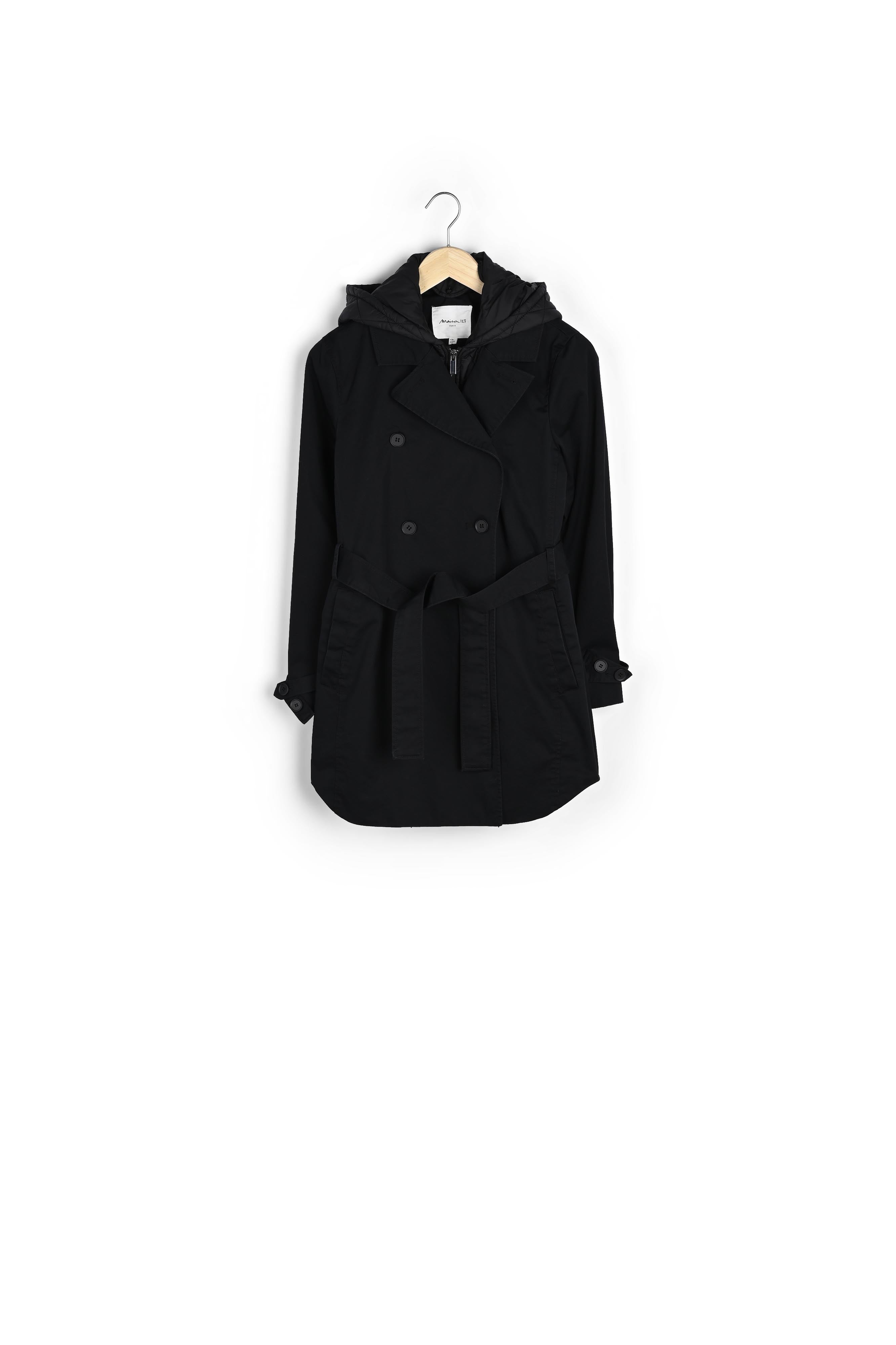 Trench court à capuche noir Mady Faume - seconde main