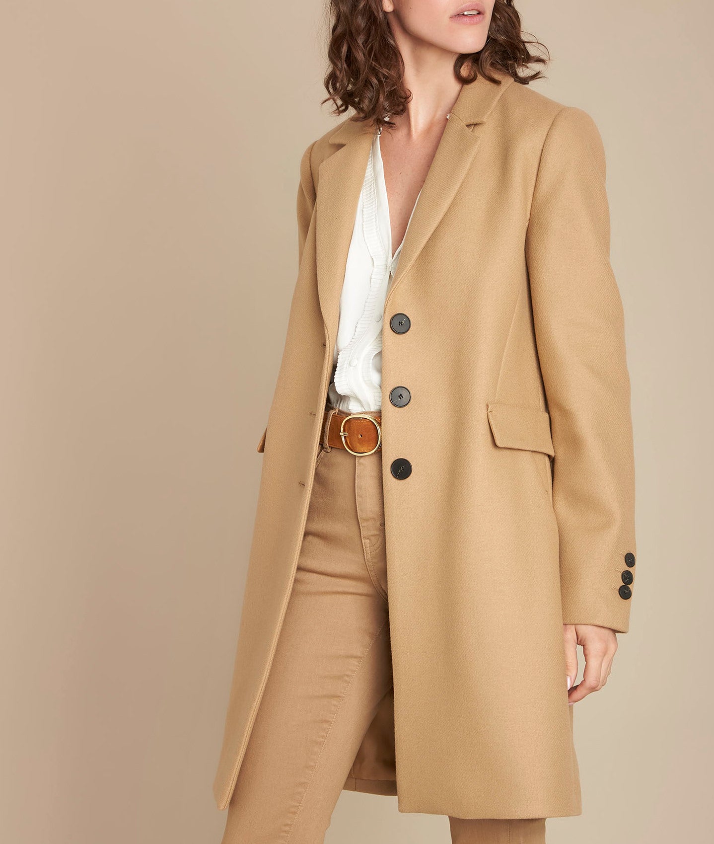 Manteau beige en laine Plume Faume - seconde main