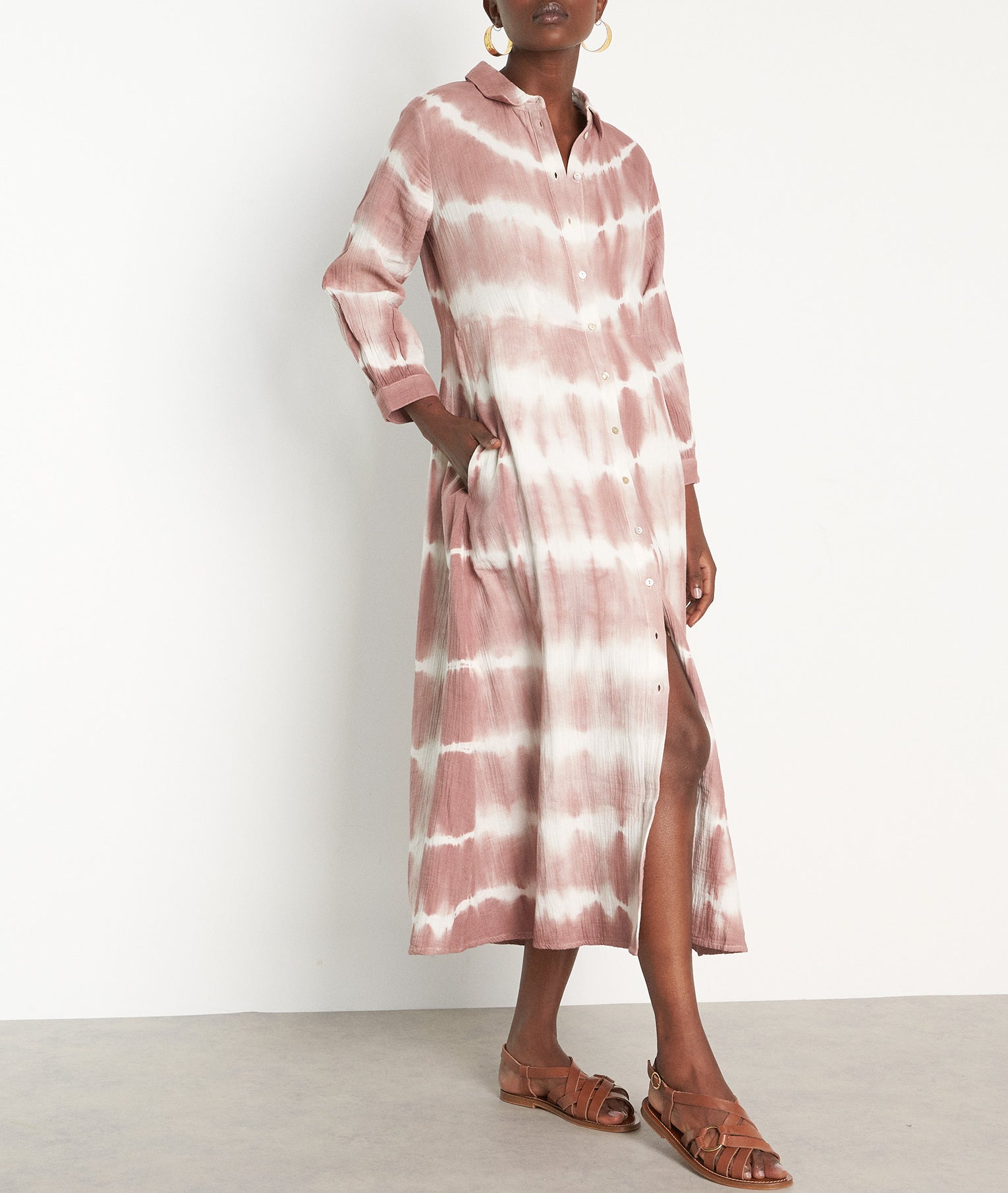 Robe longue tie and dye en coton poudre Laurice Faume - seconde main