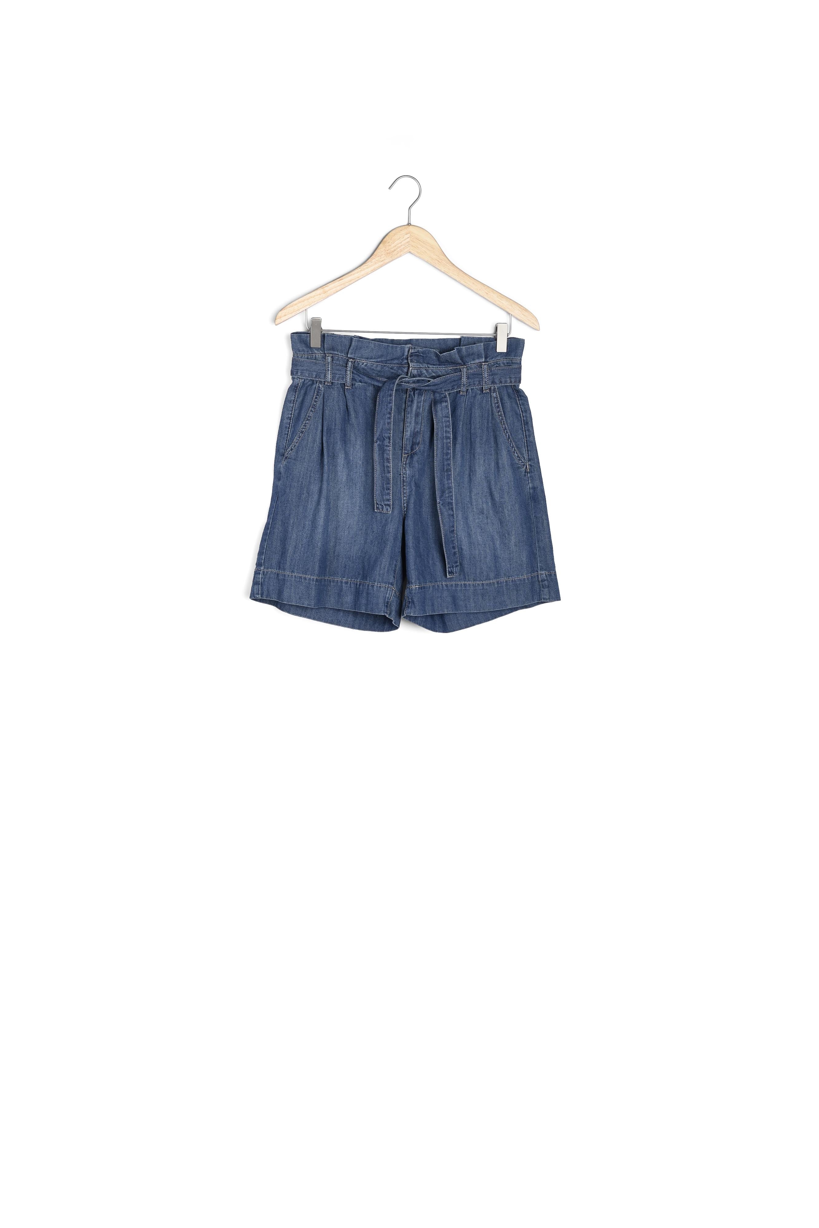 Short loose noué en coton denim brut Fariel Faume - seconde main