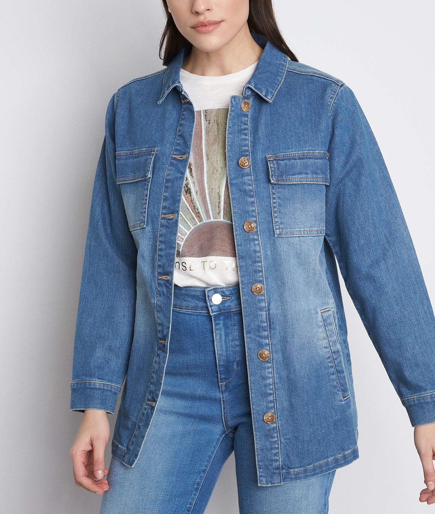 Veste longue en coton stone used Fanny Faume - seconde main