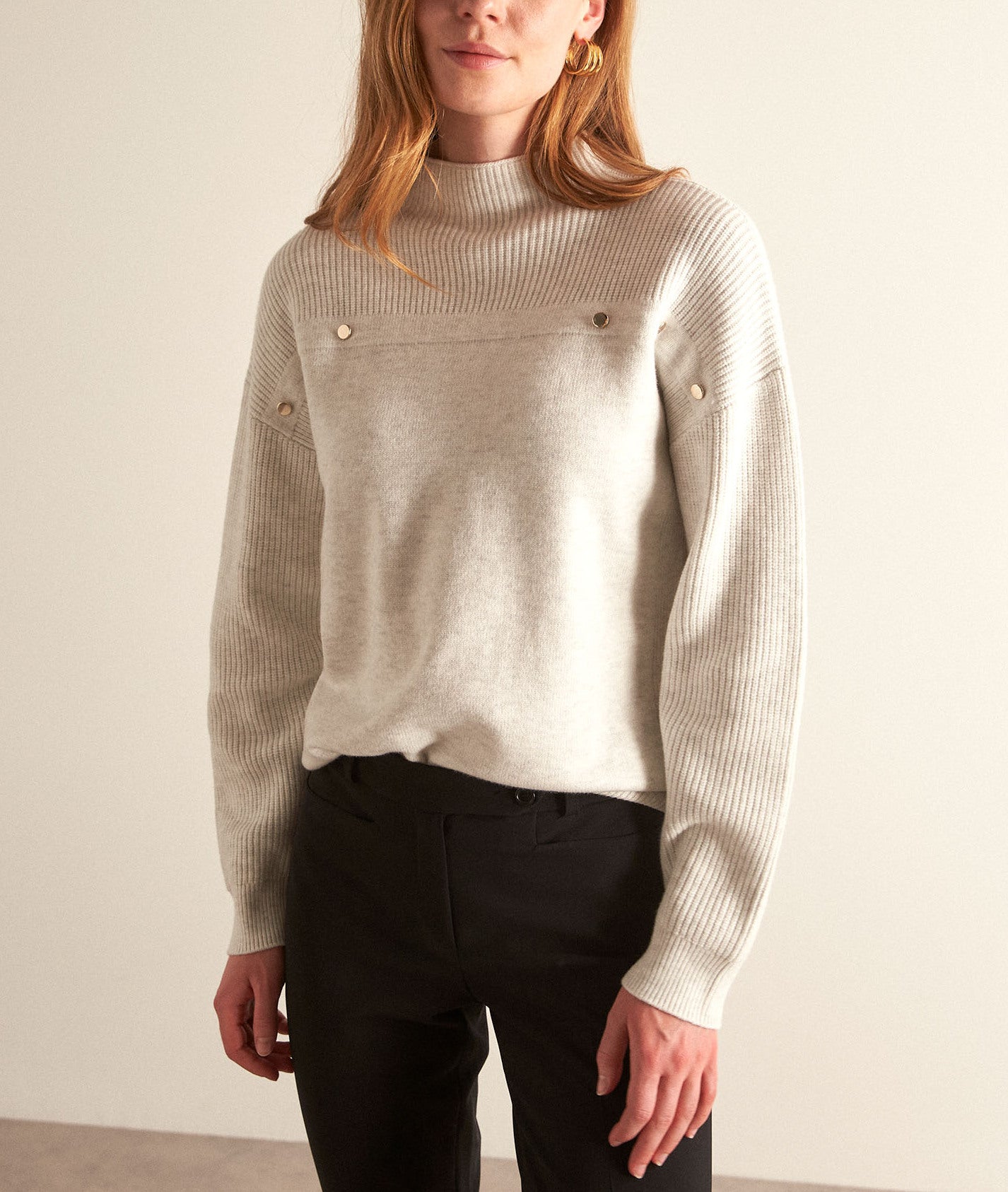 Pull gris chiné en viscose EcoVero Brenda Faume - seconde main