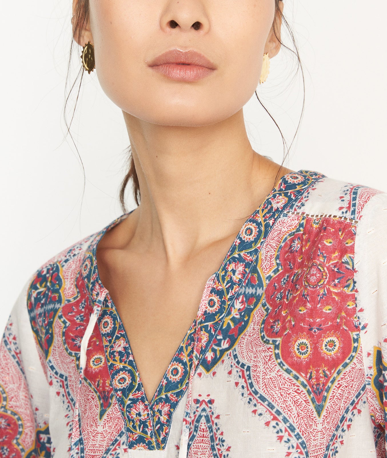 Blouse imprimé en coton rose Cybile Faume - seconde main