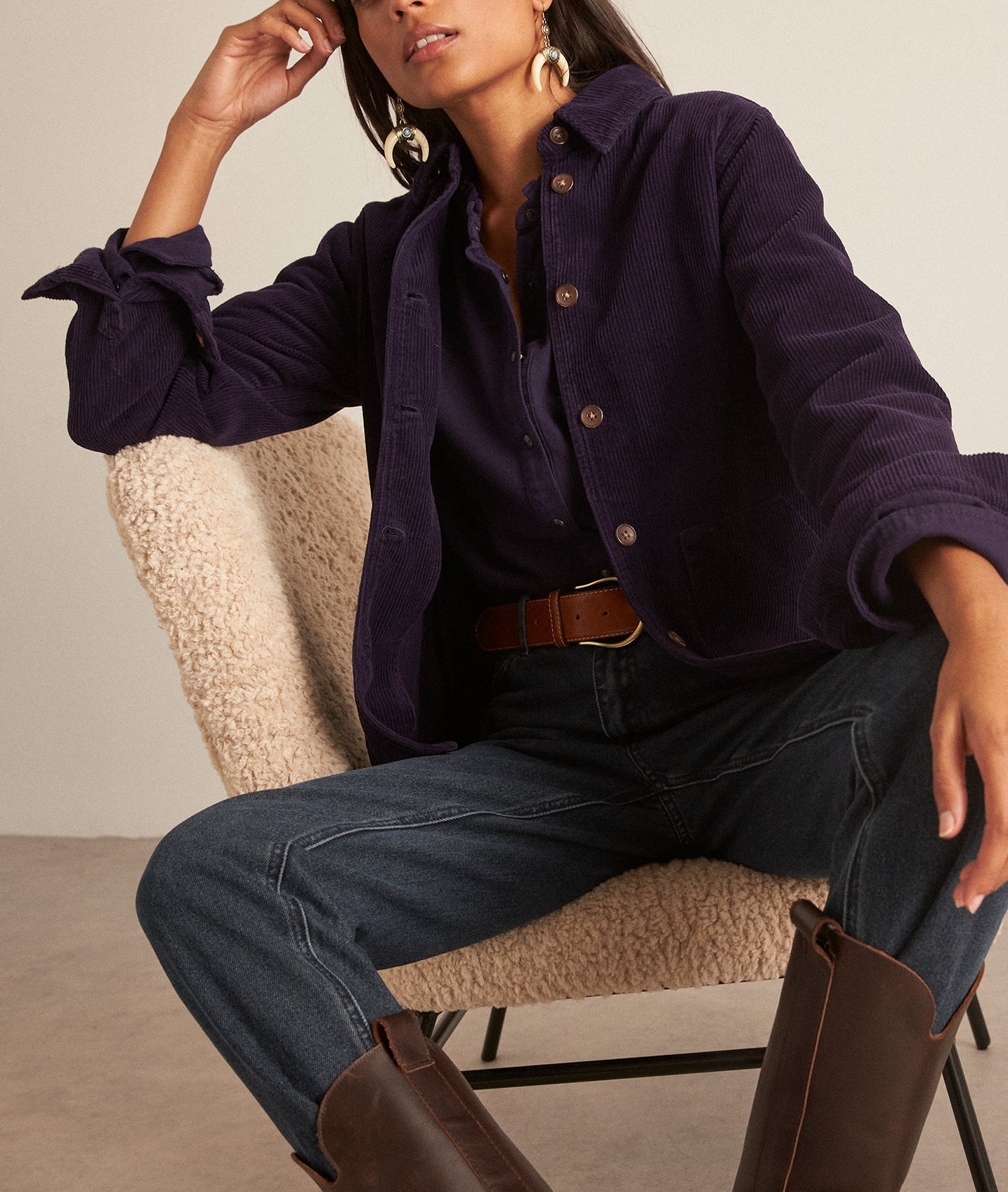 Veste de travail en velours côtelé violet Romea Faume - seconde main