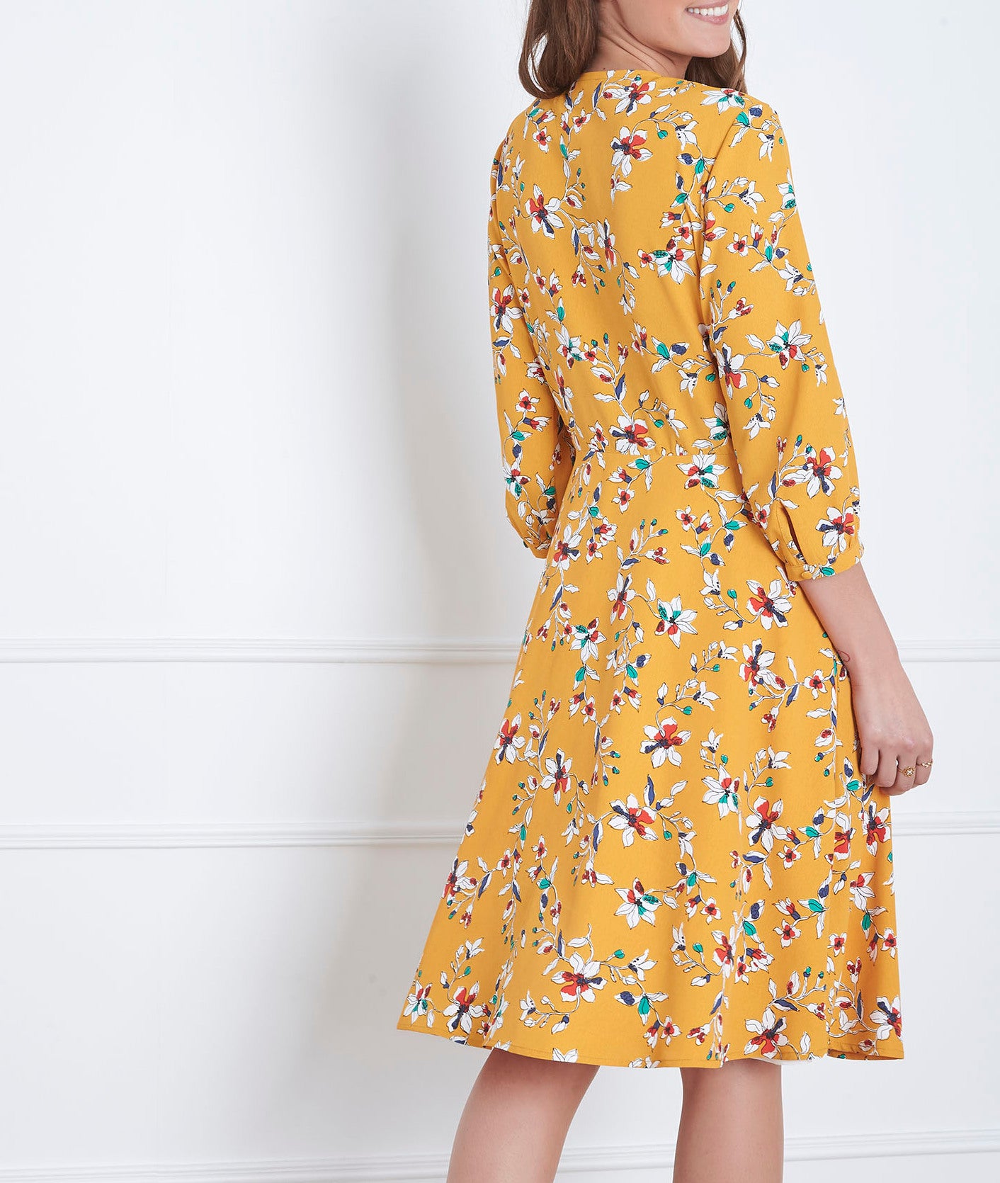 Robe jaune imprimé fleuri portefeuille Laurene Faume - seconde main