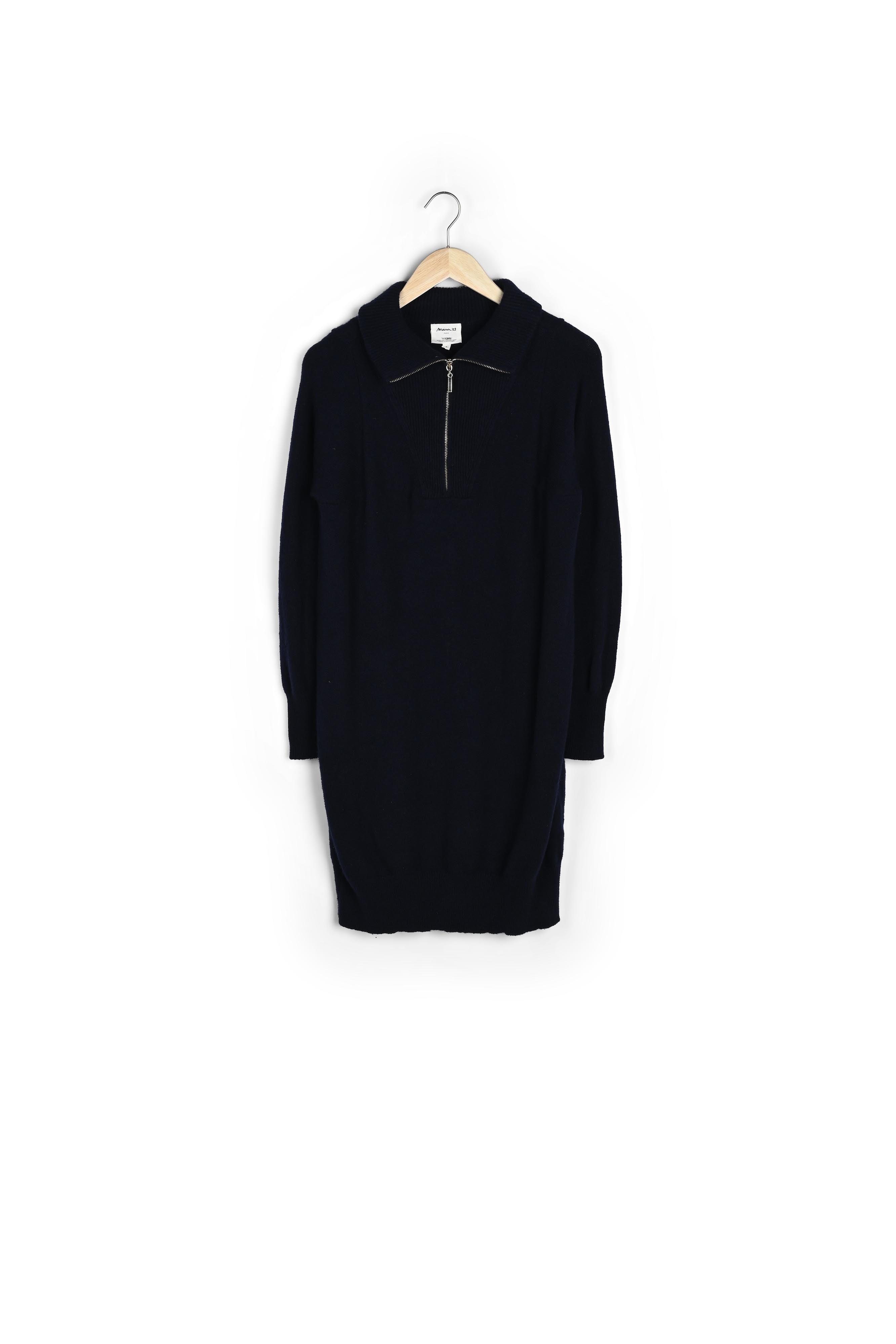 Robe courte en laine responsable marine Hazel Faume - seconde main