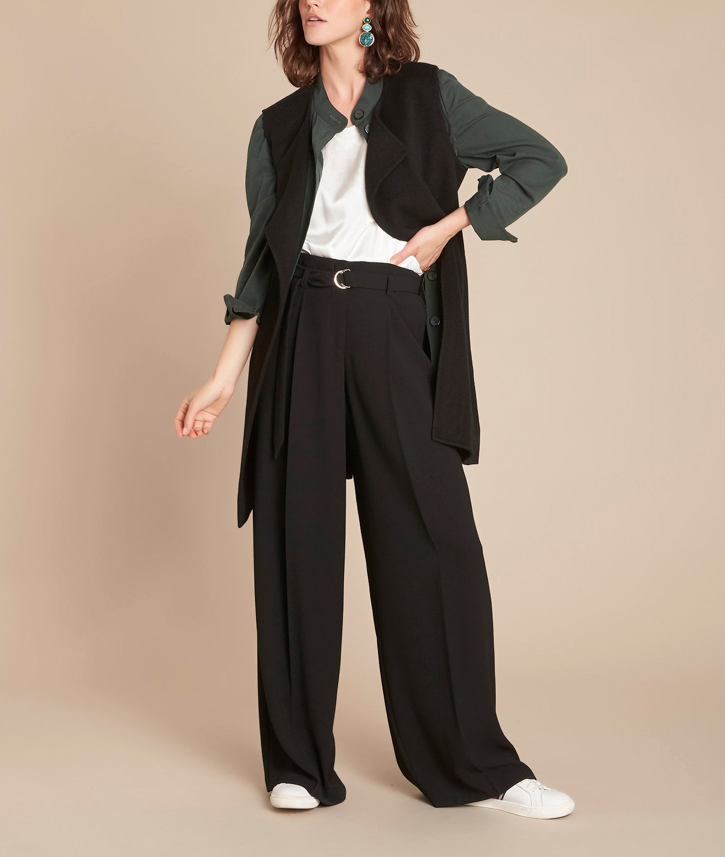 Gilet noir double face en laine mélangée Tahira Faume - seconde main