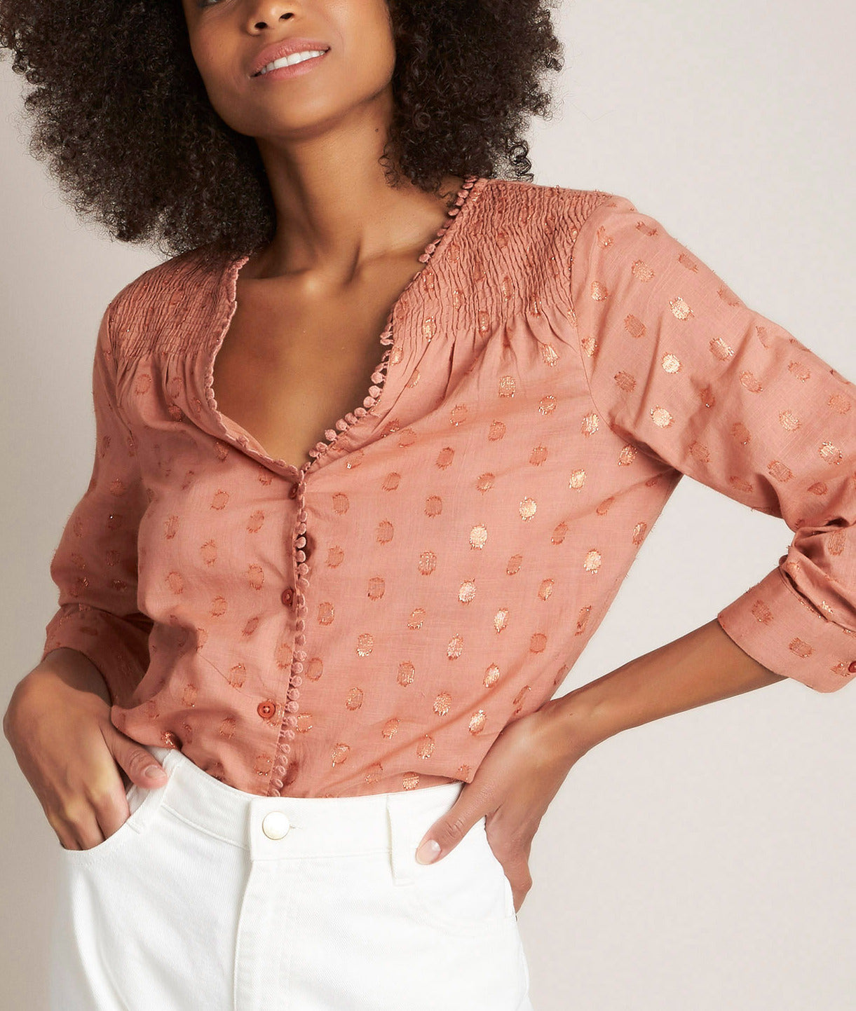 Blouse rose lurex Elma Faume - seconde main