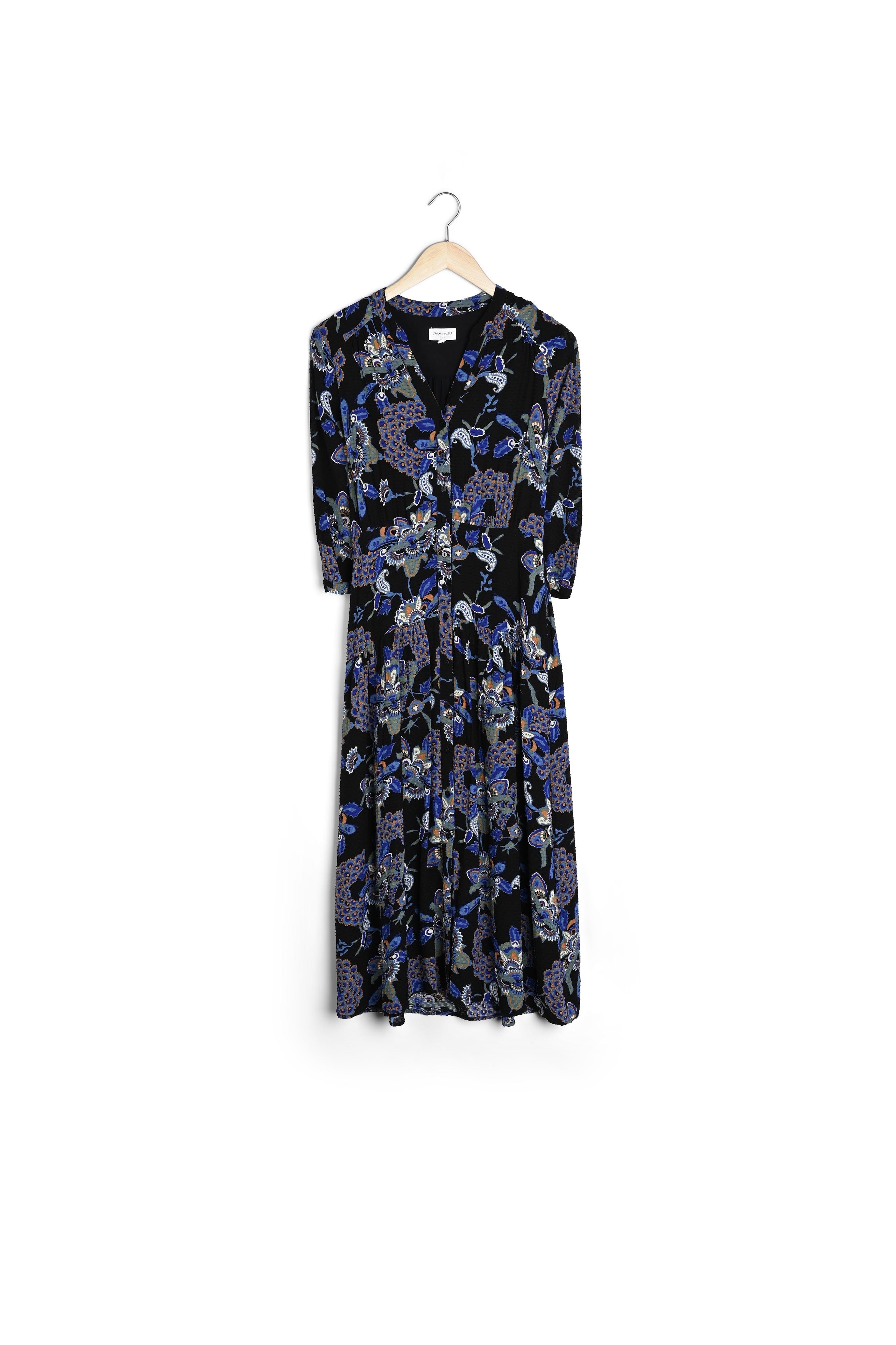 Robe chemise longue à l'imprimé floral bleu Sia Faume - seconde main
