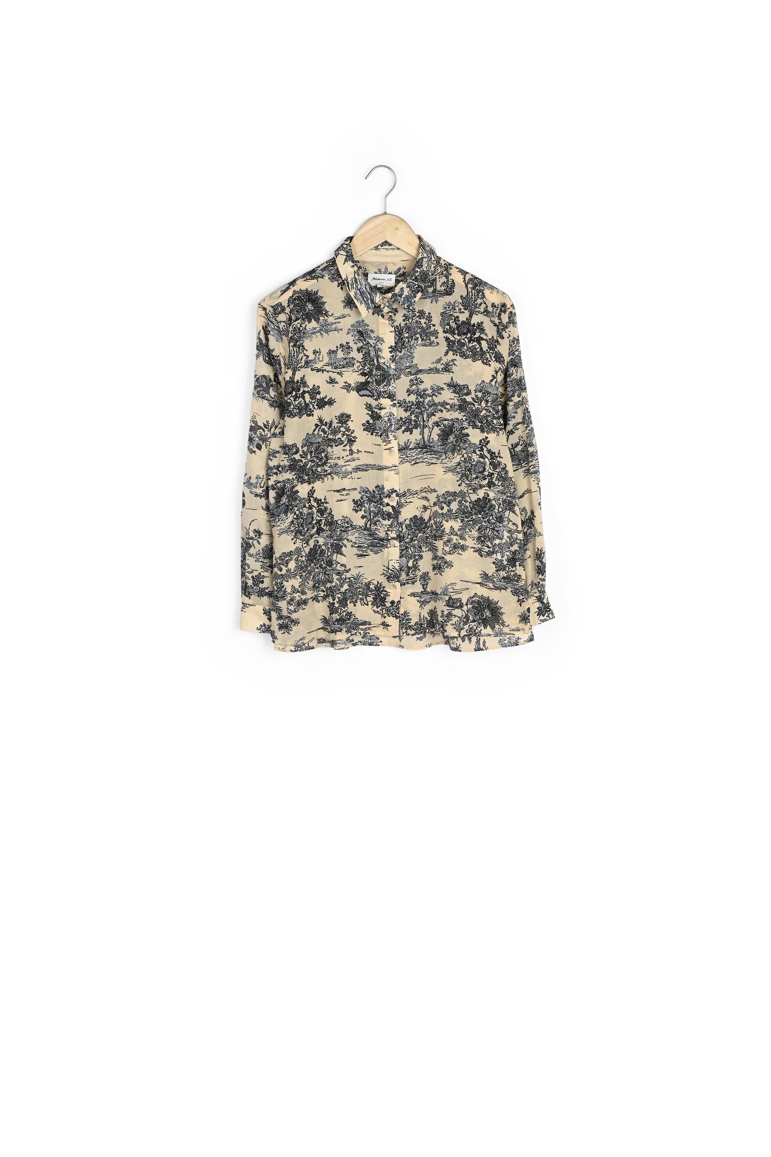 Chemise imprimée en coton écru Colette Faume - seconde main