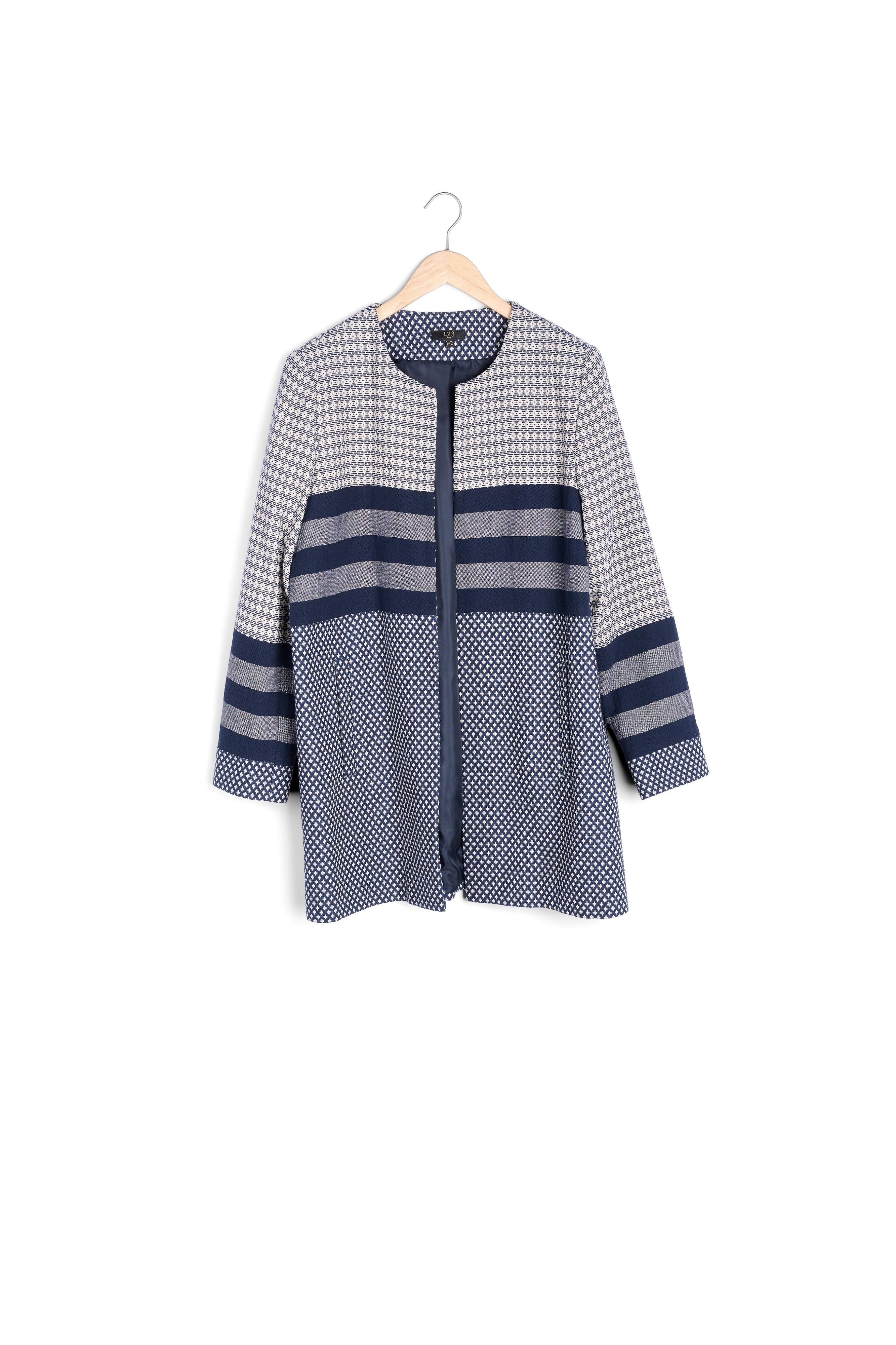 Manteau marine jacquard droit Darling Faume - seconde main