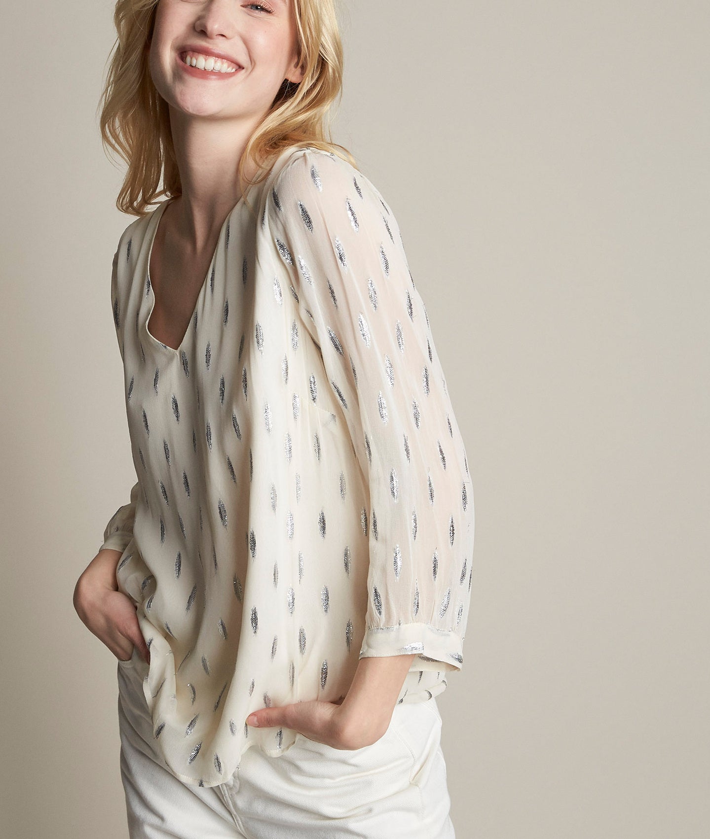 Blouse imprimé lurex Eliane Faume - seconde main